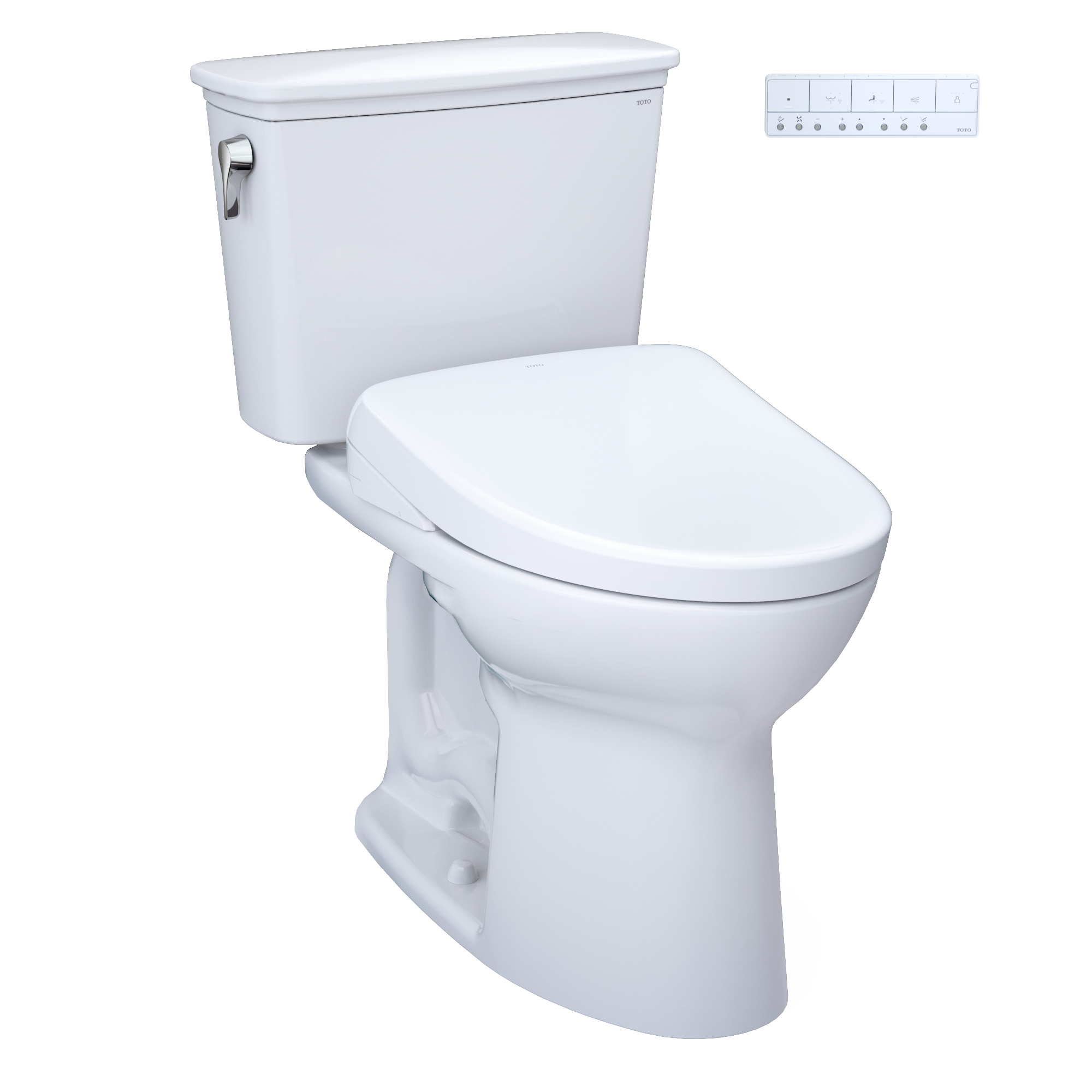 TOTO Drake Transitional WASHLET+ Two-Piece Elongated 1.28 GPF TORNADO FLUSH Toilet and S7A Contemporary Bidet Seat with Auto Flush, Cotton White, Vitreous China|Plastic, MW7864736CEGA#01