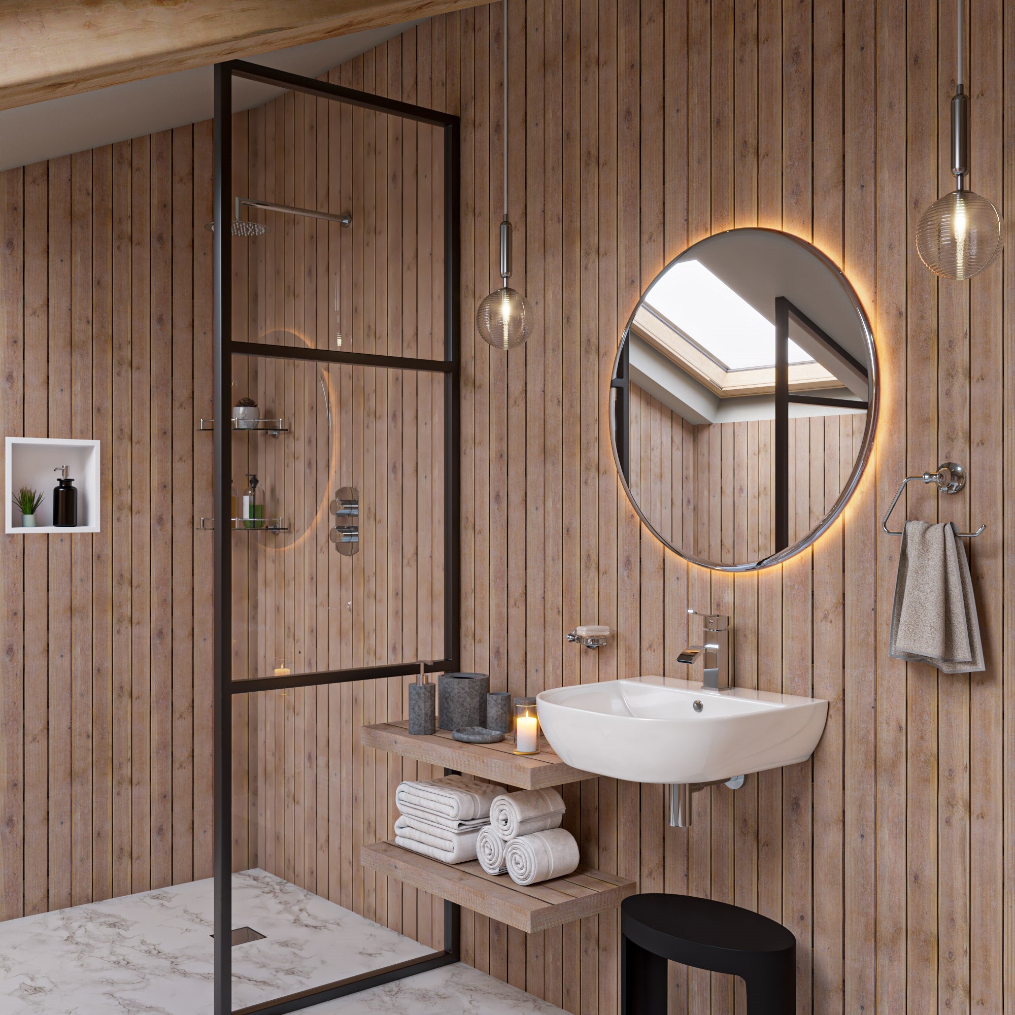 Alternate Image for ALFI brand AB3809-PC Polished Chrome Round Knob 1 Way Thermostatic Shower Mixer, Brass