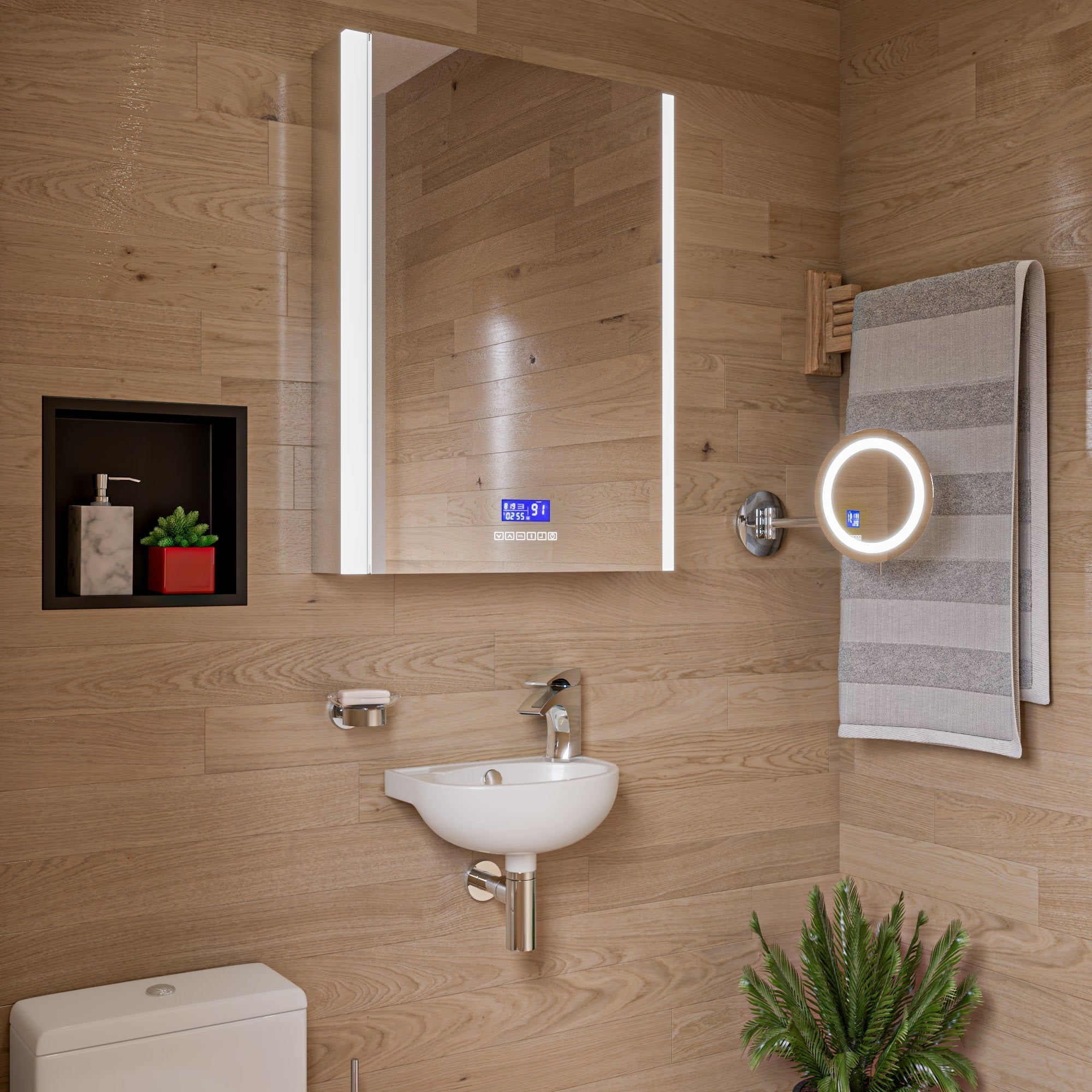 Alternate Image for ALFI brand ABNC1212-BLA 12" x 12" Black Matte Stainless Steel Square Single Shelf Bath Shower Niche, 20 Gauge