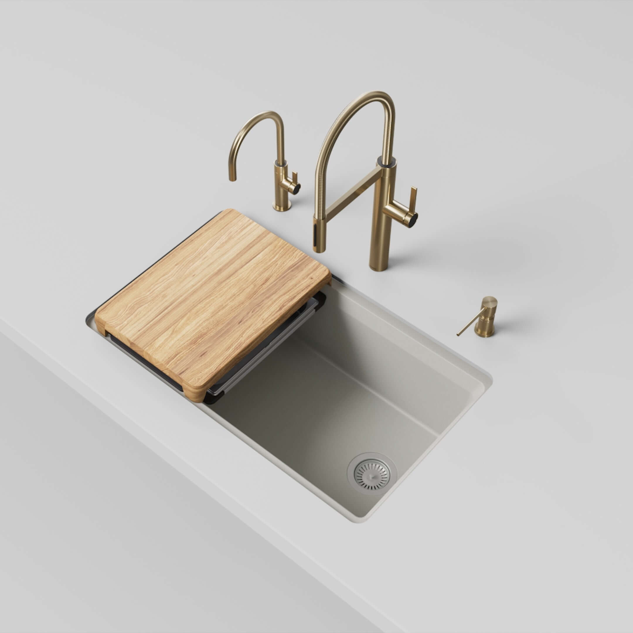 Alternate Image for Blanco Inteos 33" Undermount Silgranit Workstation Kitchen Sink, Soft White, No Faucet Hole, 443318