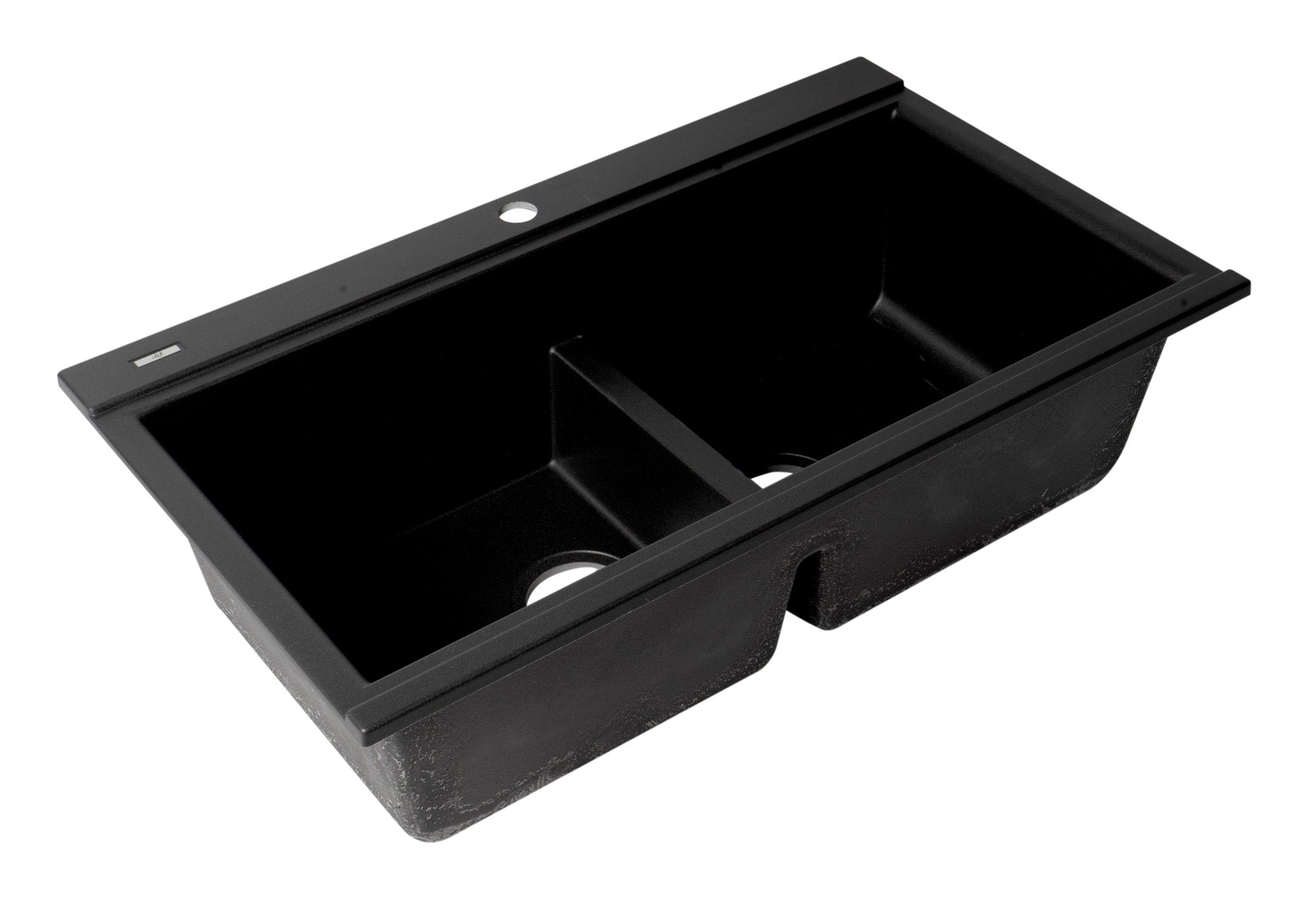 Alternate Image for ALFI 34" Drop In Granite Composite Workstation Kitchen Sink with Accessories, 50/50 Double Bowl, Black, 1 Faucet Hole, AB3418DBDI-BLA