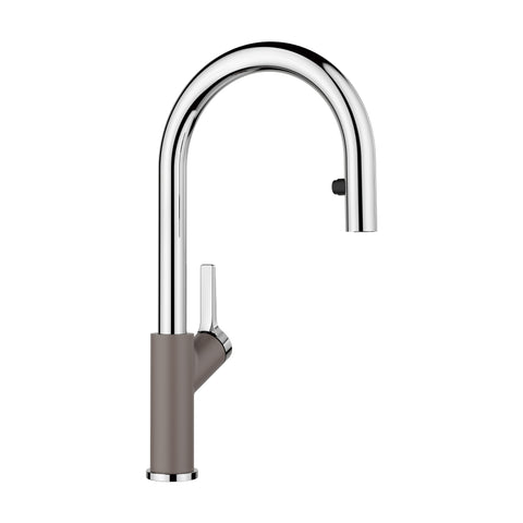 Blanco Urbena Pull-Down Dual-Spray Kitchen Faucet, Chrome/Volcano Gray, 1.5 GPM, Brass, 526933