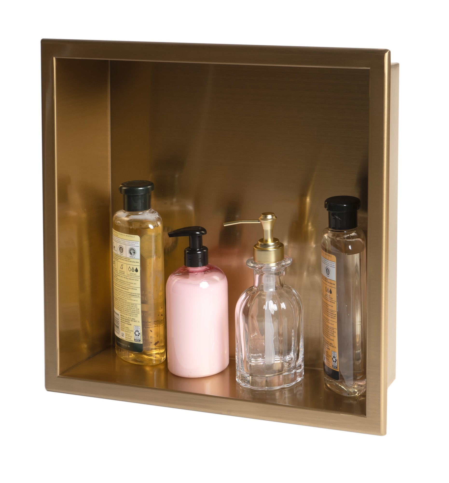 Alternate Image for ALFI brand ABNP1616-BG 16" x 16" Brushed Gold PVD Steel Square Single Shelf Shower Niche, Stainless Steel, 20 Gauge