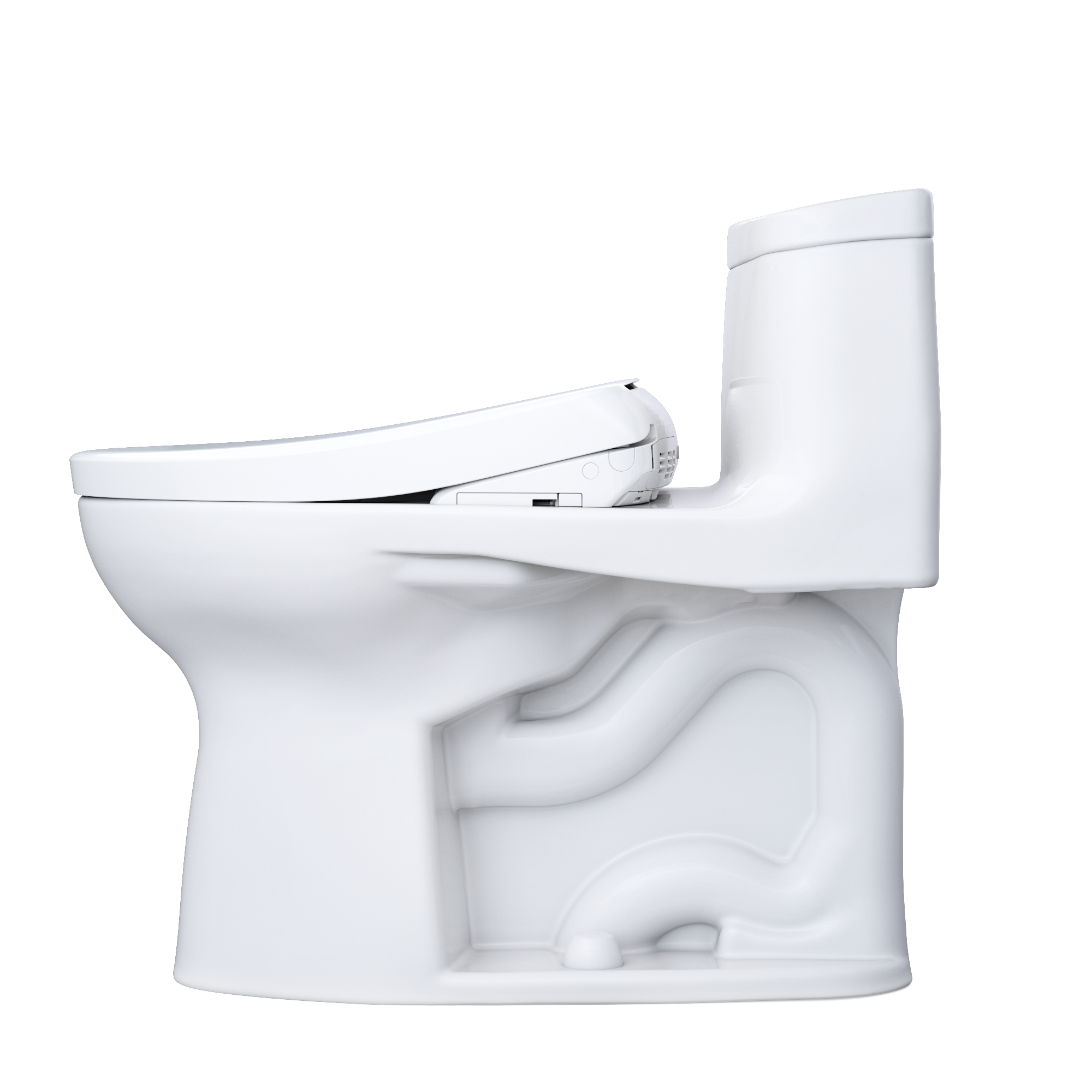 Alternate Image for TOTO WASHLET+ Supreme II One-Piece Elongated 1.28 GPF Toilet and WASHLET+ S7 Contemporary Bidet Seat, Cotton White, Vitreous China|Plastic, MW6344726CEFG#01