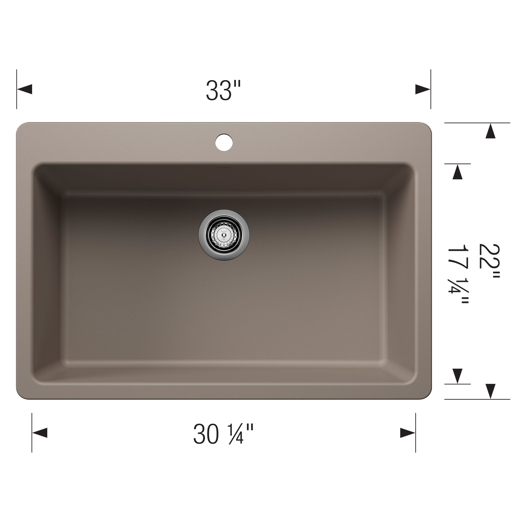 Blanco Liven 33" Dual Mount Silgranit Kitchen Sink, Truffle, 1 Faucet Hole, 443198