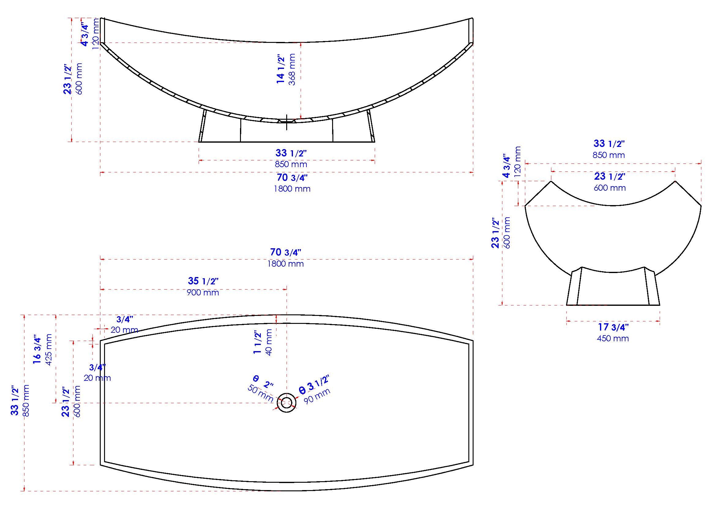 ALFI brand 71" Solid Surface Resin Free Standing Oval Bathtub, Hammock Style, White Matte, AB9992