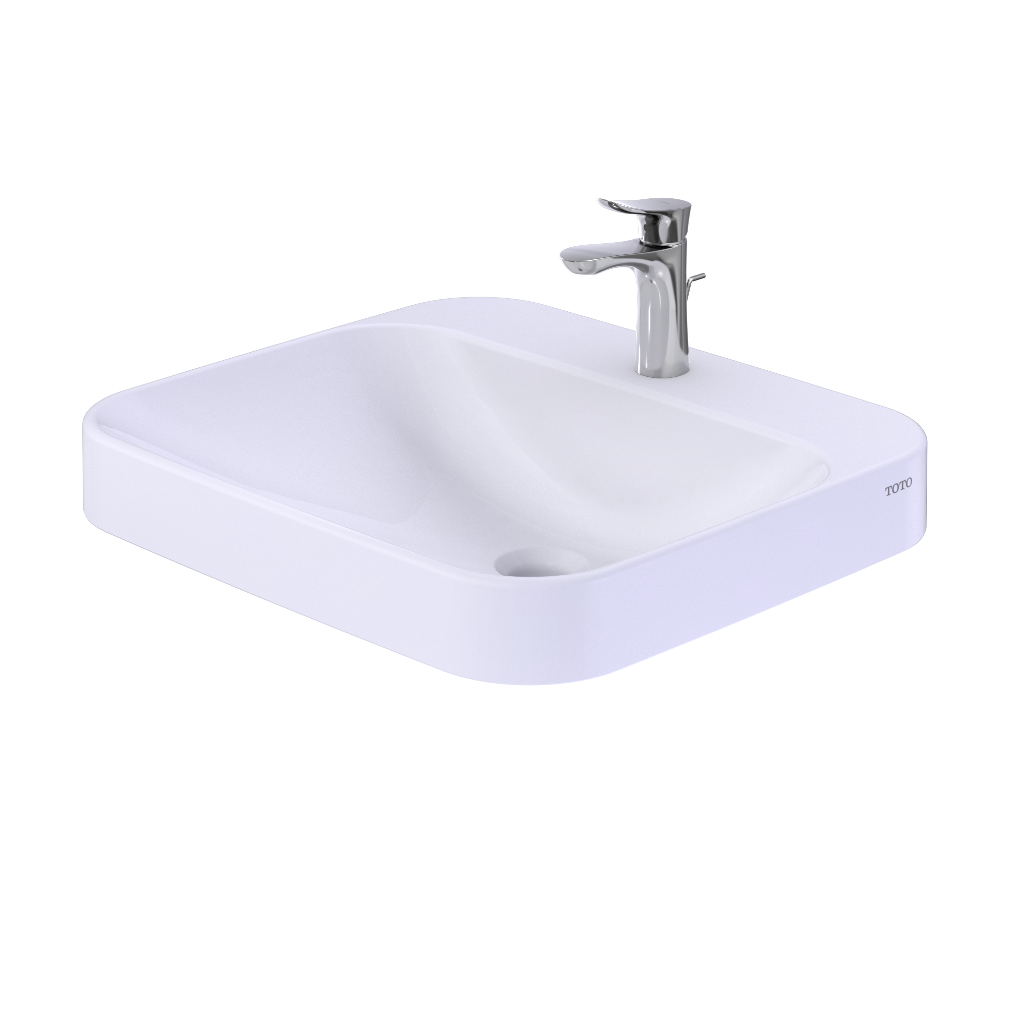 Alternate Image for TOTO Arvina Rectangular 20" Vessel Bathroom Sink with CEFIONTECT for Single Hole Faucets, Cotton White, Vitreous China, LT415G#01
