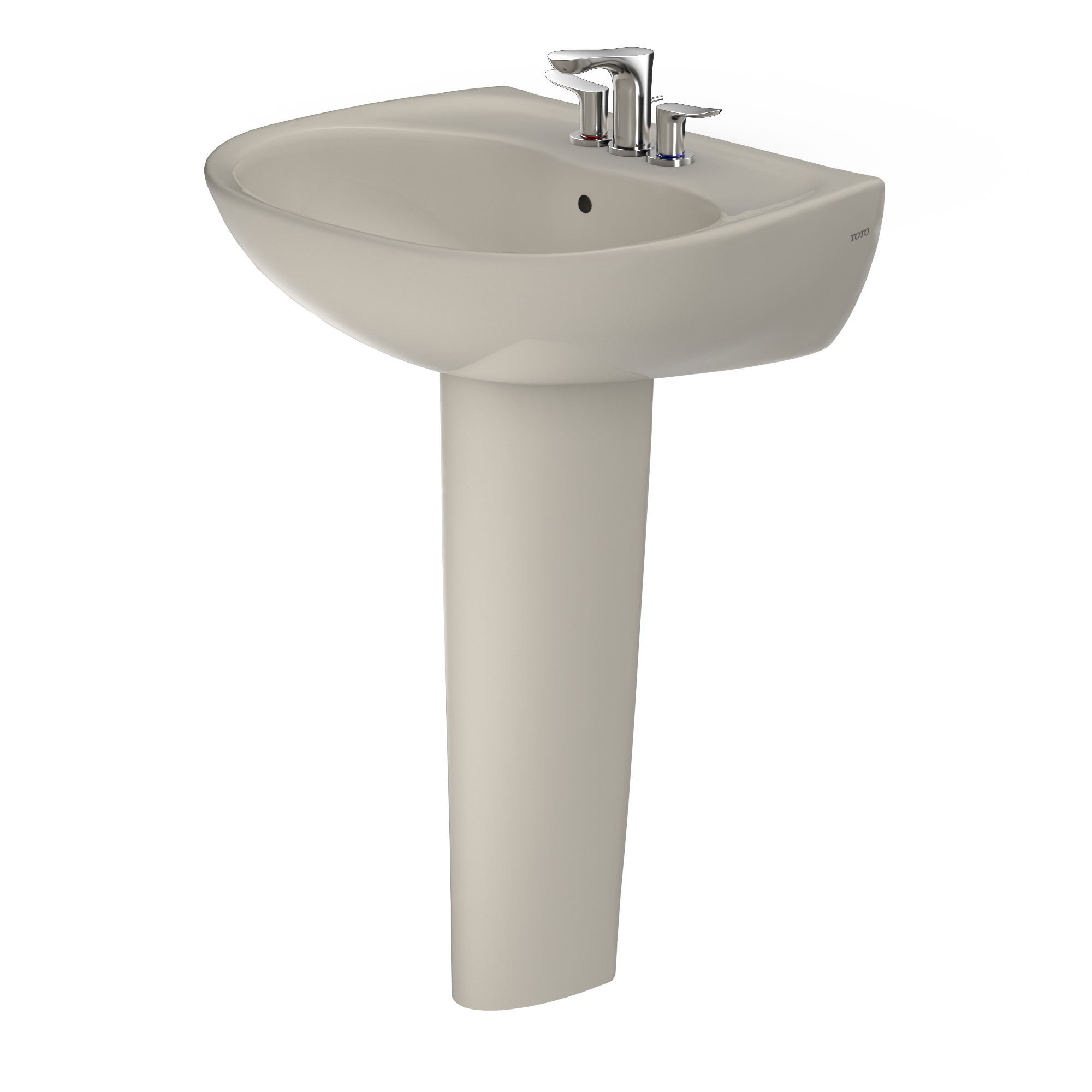 Alternate Image for TOTO Supreme Oval Basin Pedestal Bathroom Sink with CeFiONtect for 4 Inch Center Faucets, Bone, Vitreous China, LPT241.4G#03