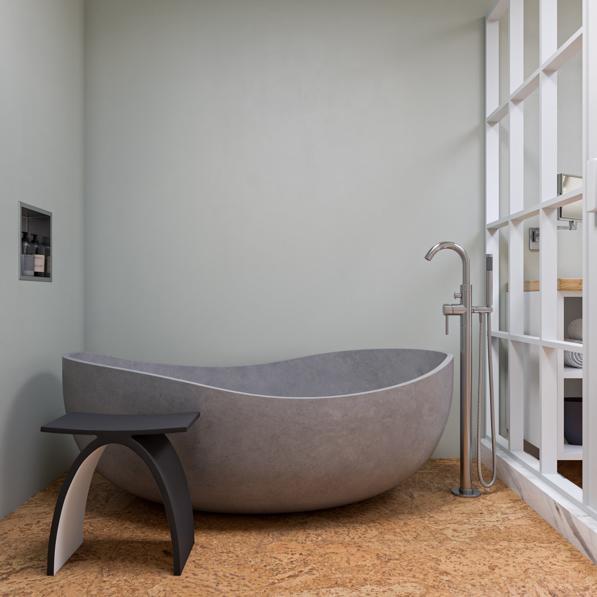 Alternate Image for ALFI brand 63" Concrete Free Standing Oval Bathtub, Gray Matte, ABCO63TUB