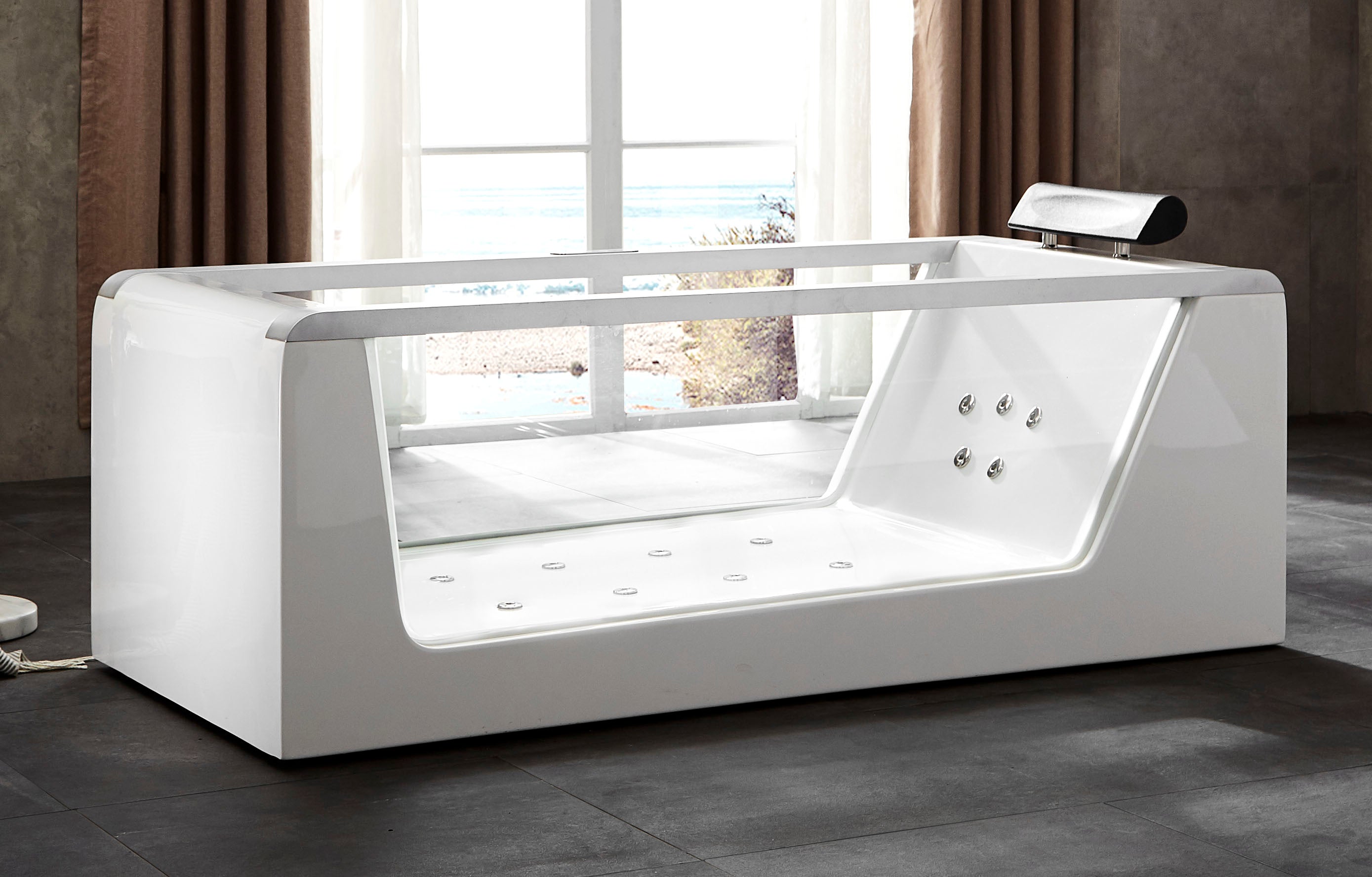 Alternate Image for Eago 71" Acrylic Free Standing Rectangle Bathtub, White, AM152ETL-6