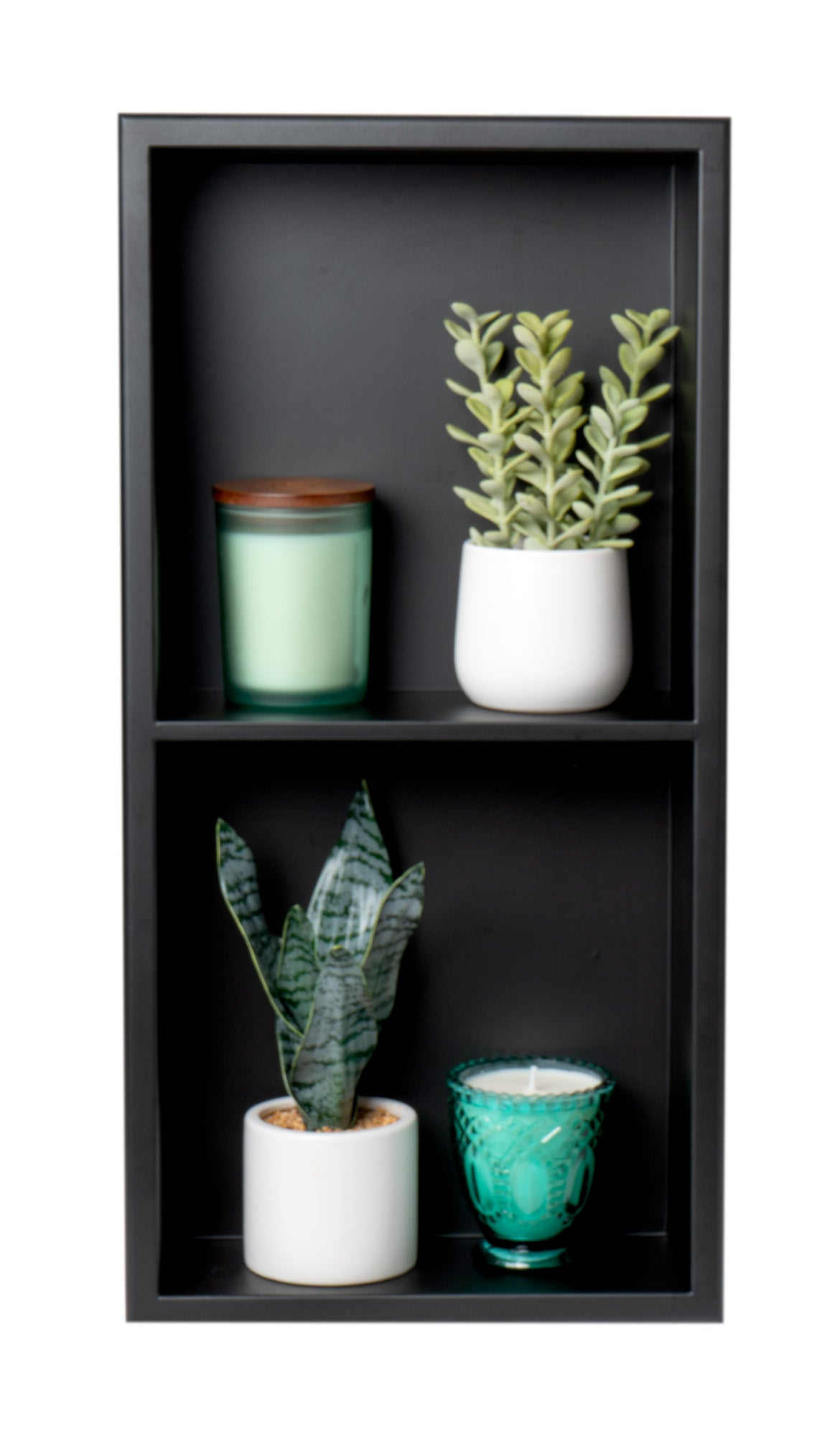 Alternate Image for ALFI brand ABNC1224-BLA 12 x 24 Black Matte Stainless Steel Vertical Double Shelf Bath Shower Niche, 20 Gauge