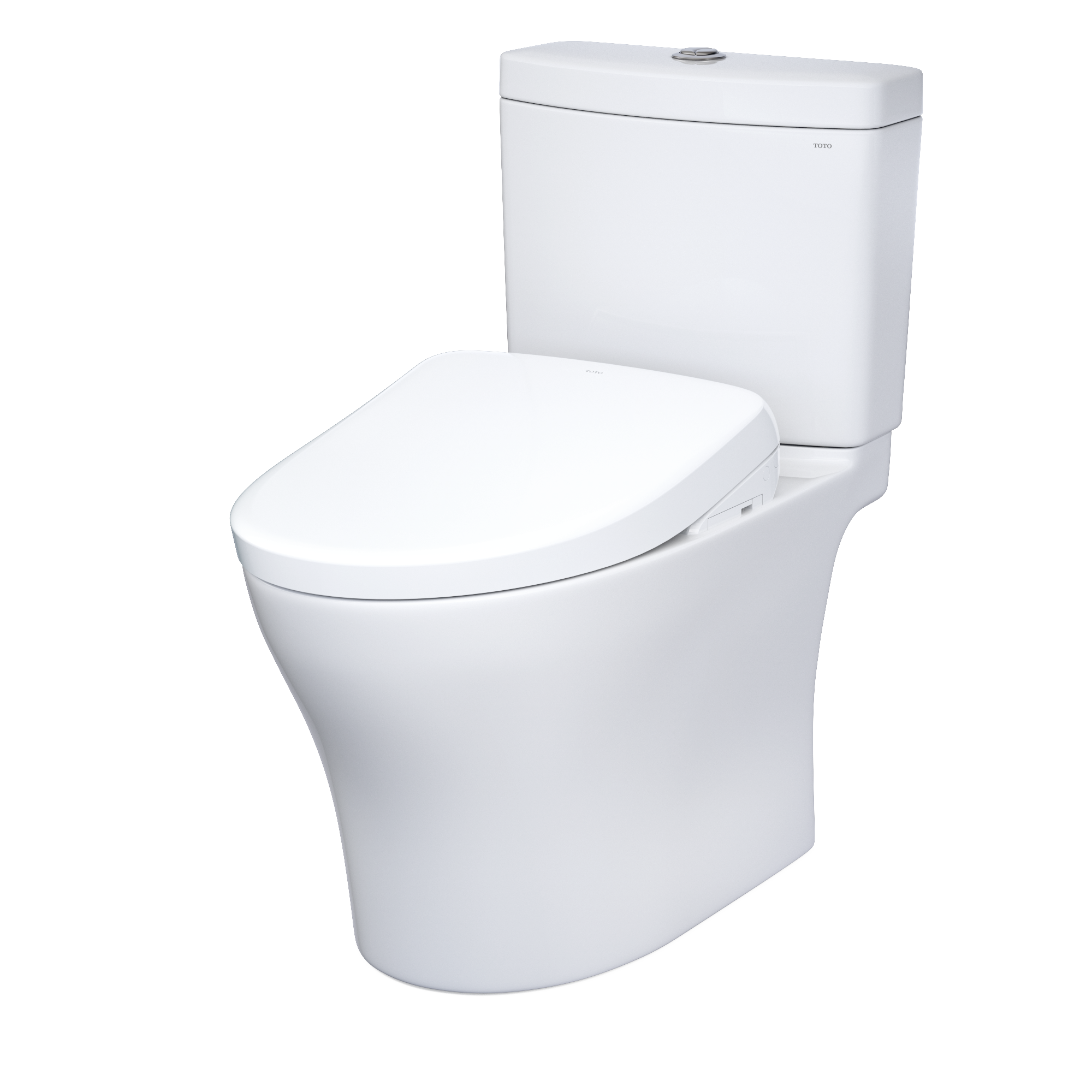 TOTO WASHLET+ Aquia IV Two-Piece Elongated Dual Flush 1.28 and 0.9 GPF Toilet, Contemporary WASHLET S7A Bidet Seat, Cotton White, Vitreous China, MW4464736CEMGN#01