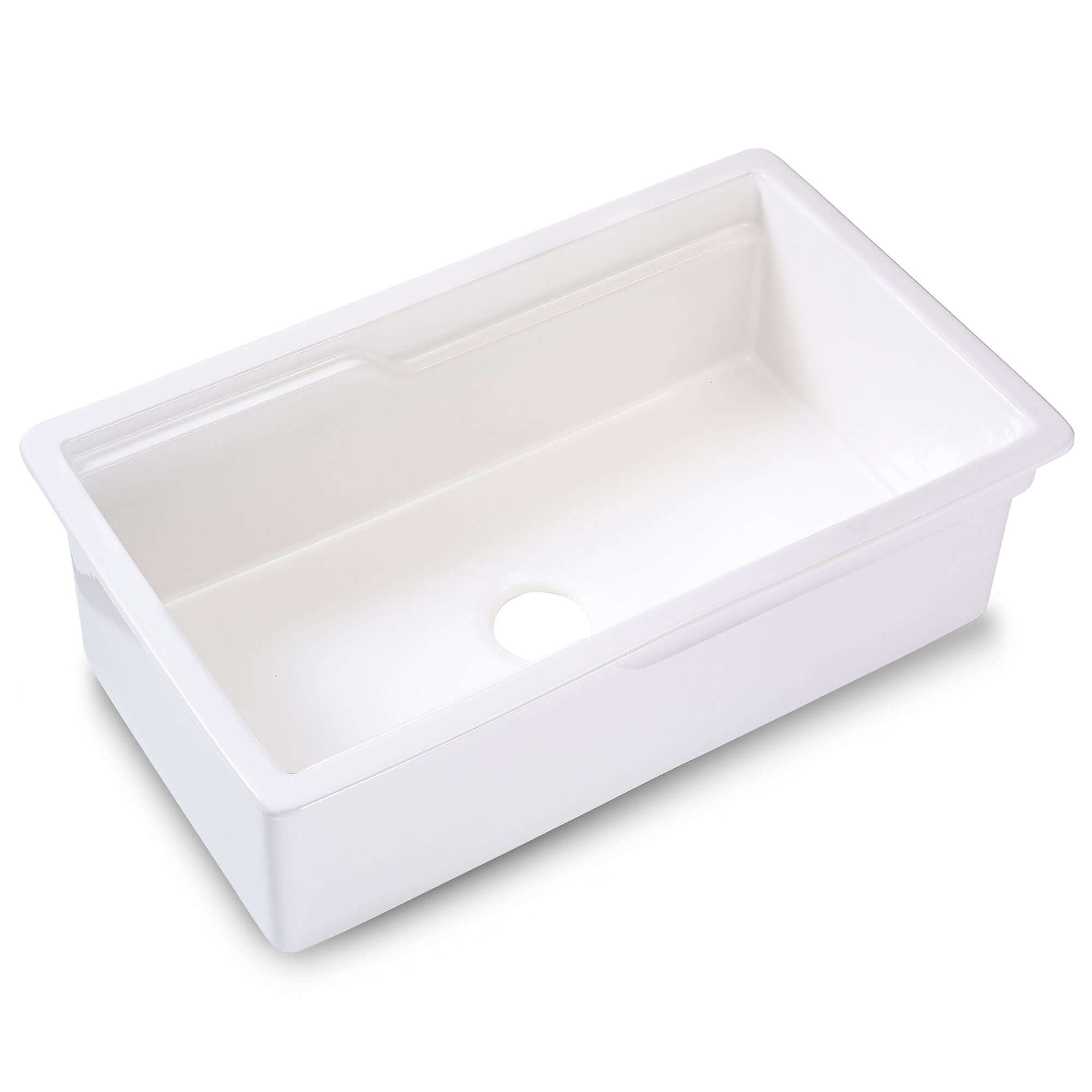 ALFI brand 32 fireclay workstation farmhouse step rim sink white product image