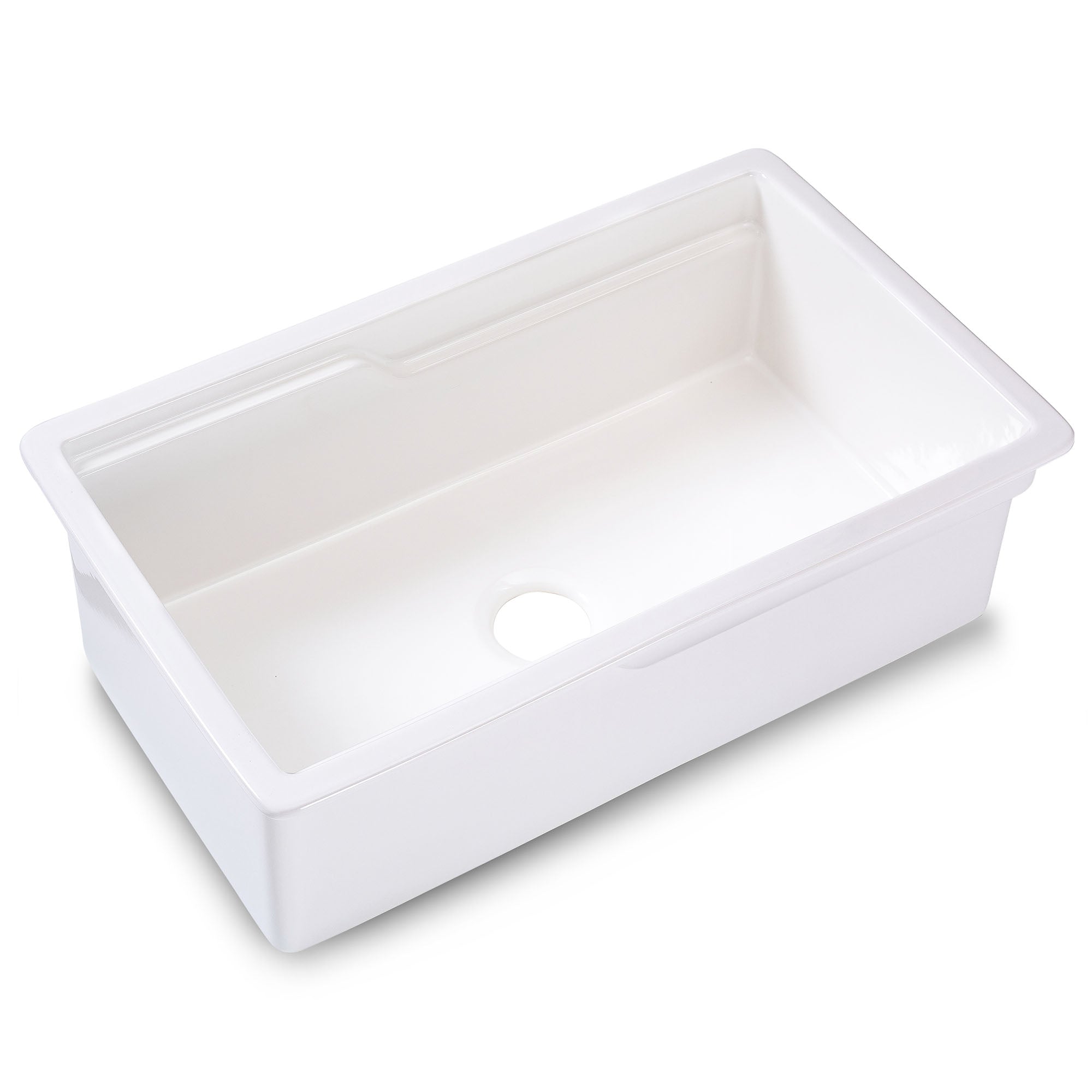 ALFI brand 32 fireclay workstation farmhouse step rim sink white product image