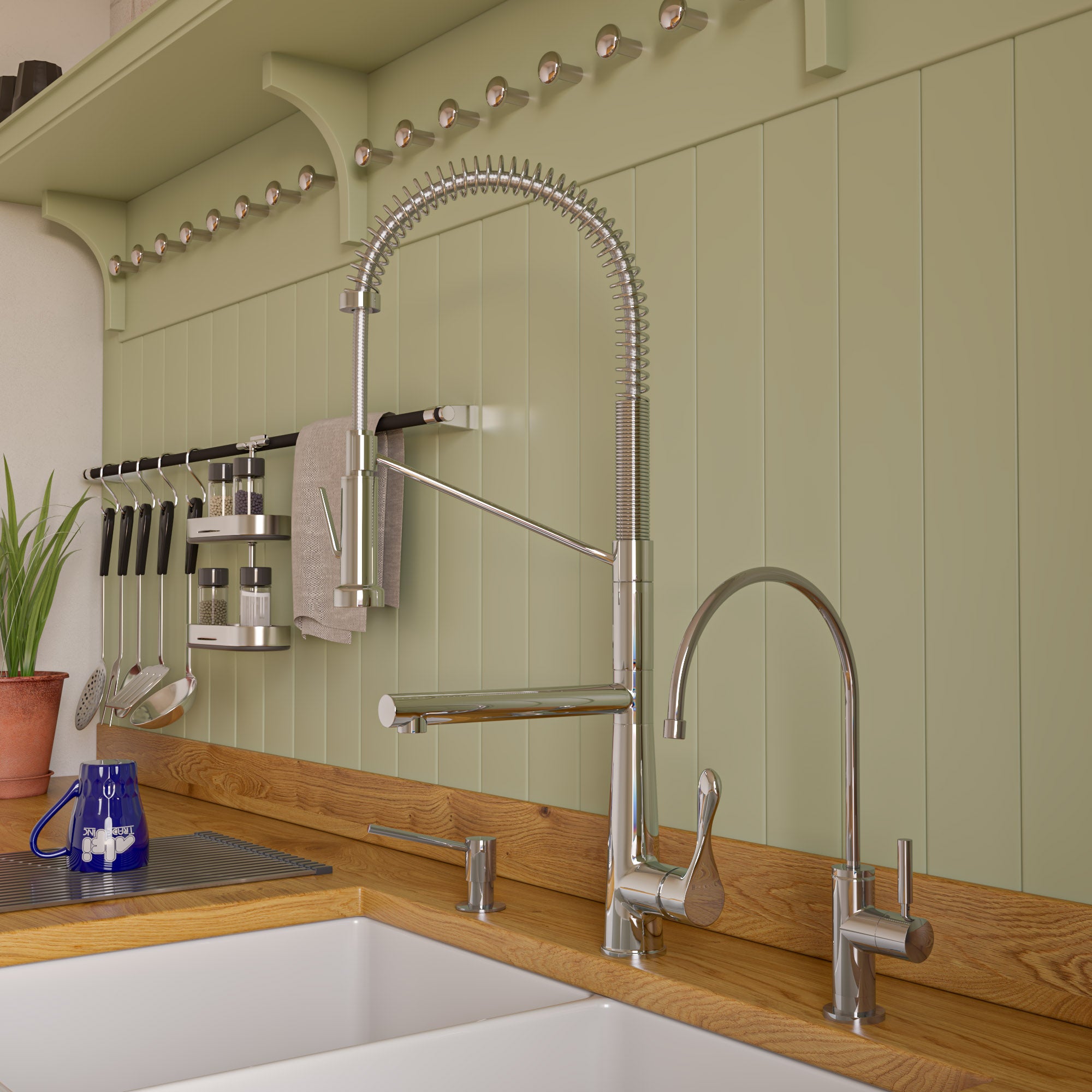 Alternate Image for ALFI brand 1.7 GPM Lever Gooseneck Double Spout Touch Kitchen Faucet, Modern, Gray, Polished Chrome, ABKF3787-PC