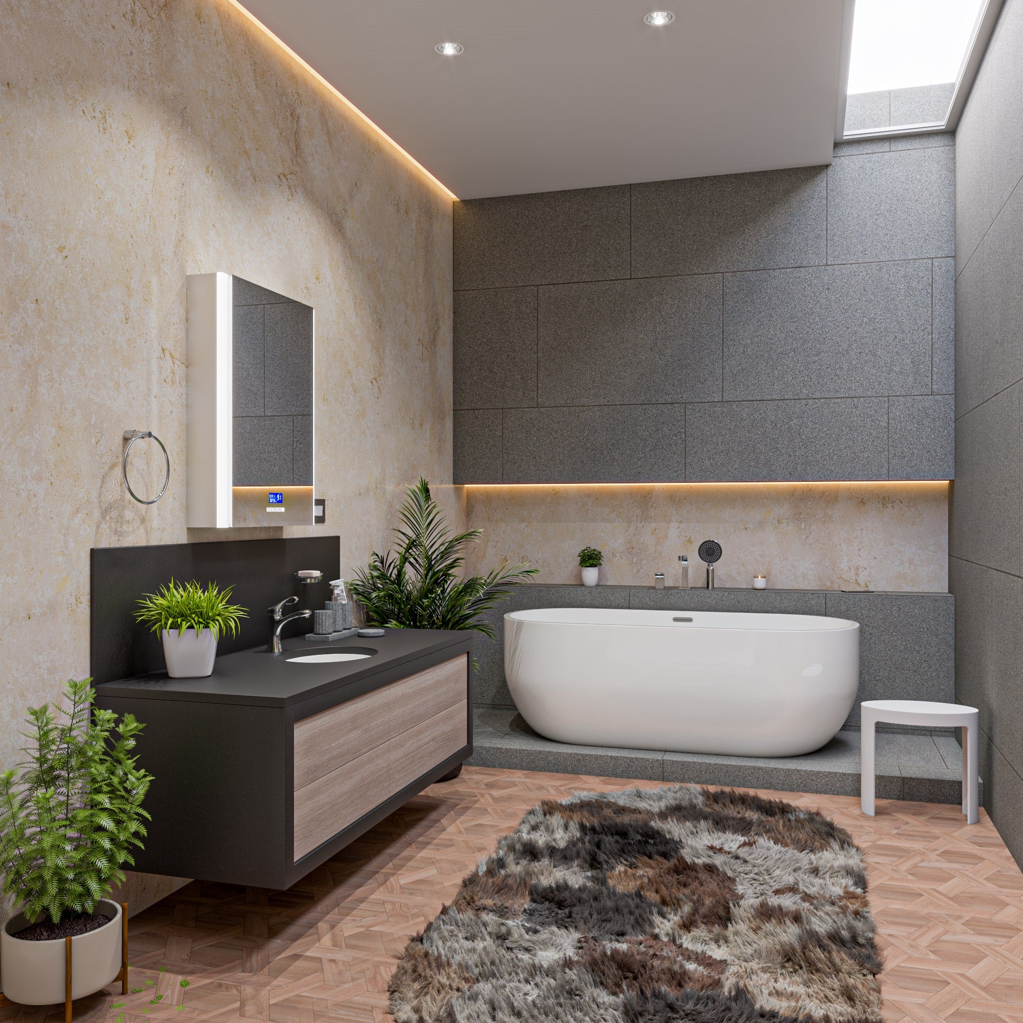 Alternate Image for ALFI brand ABST66 White Matte Solid Surface Resin Bathroom / Shower Stool