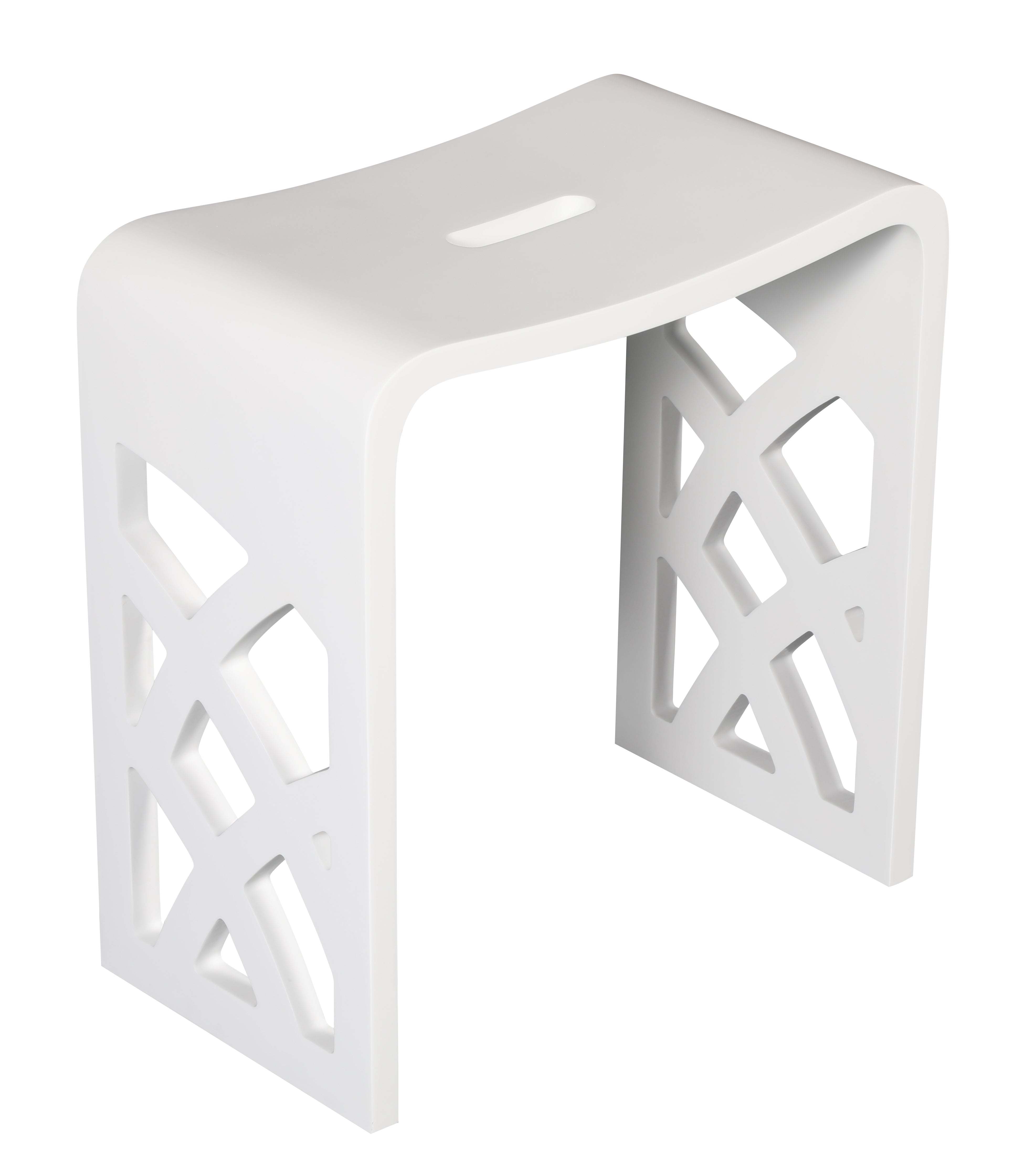 Alternate Image for ALFI brand ABST88 Designer White Matte Solid Surface Resin Bathroom / Shower Stool