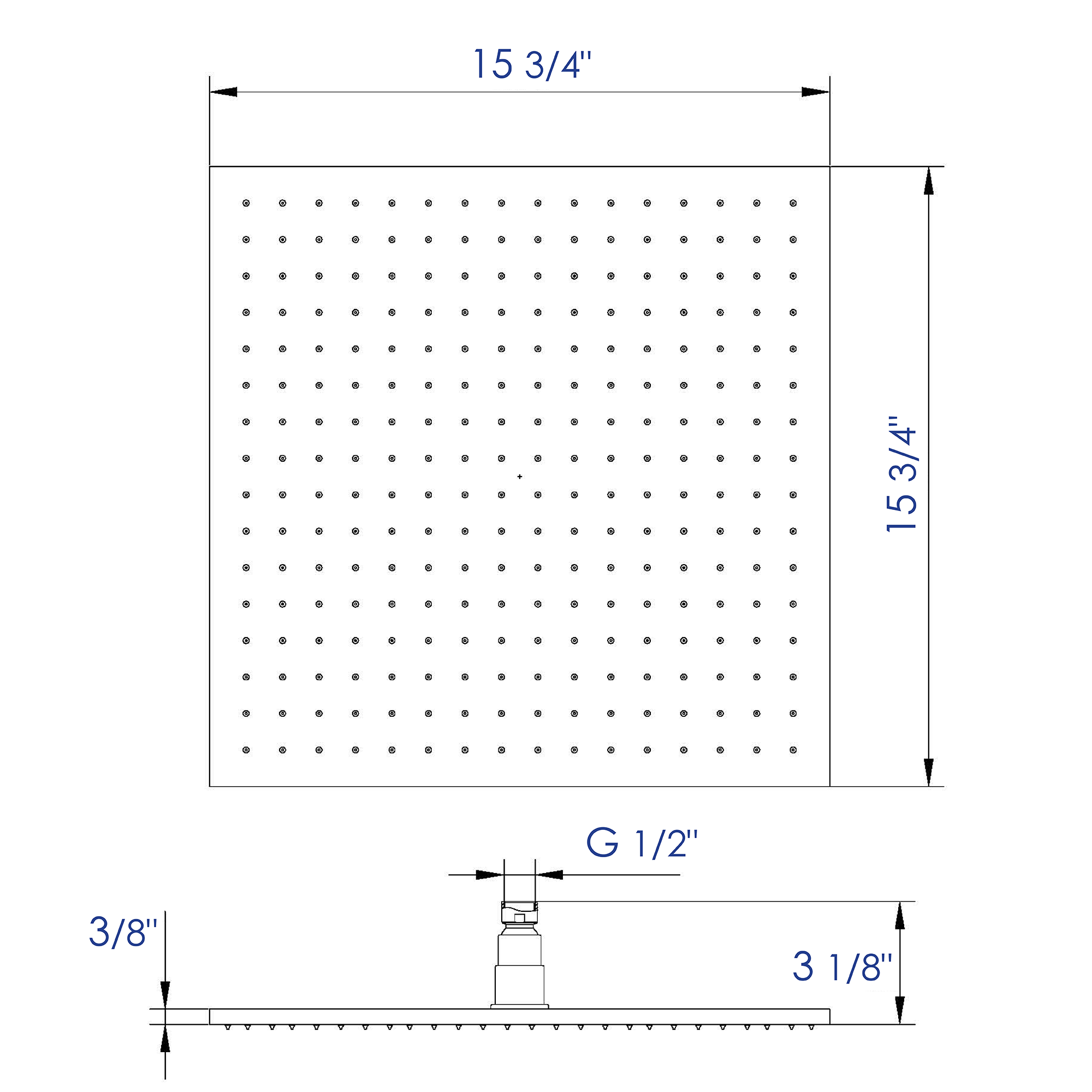 ALFI brand LED16S-BN Brushed Nickel 16" Square Multi Color LED Rain Shower Head, Brass