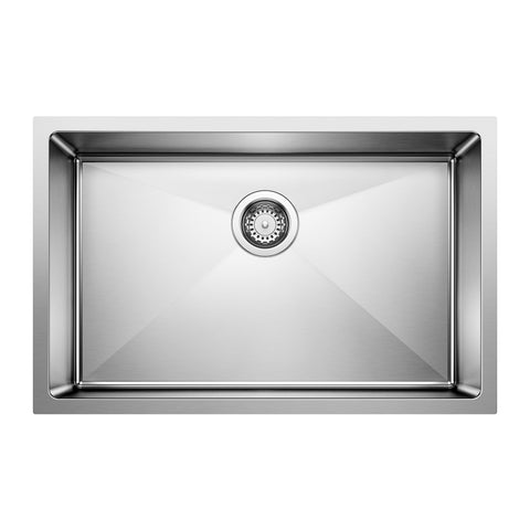 Blanco Quatrus 28" Undermount Stainless Steel Kitchen Sink, Satin Polish, 18 Gauge, No Faucet Hole, 443147
