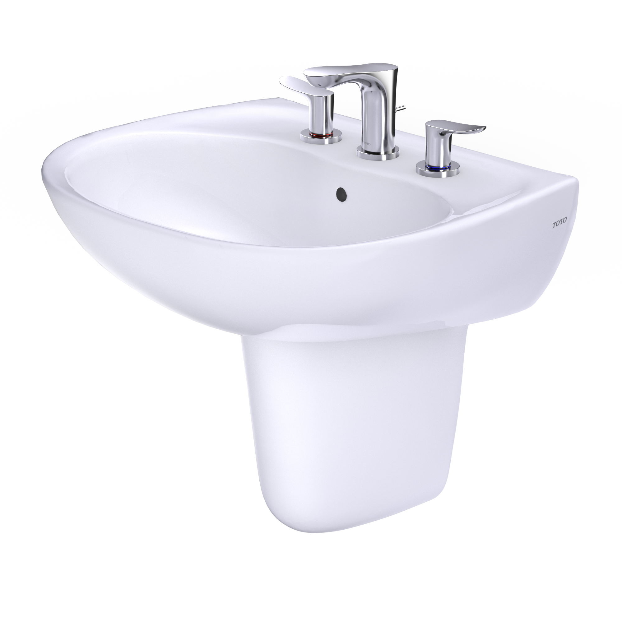 Alternate Image for TOTO Supreme Oval Wall-Mount Bathroom Sink with CEFIONTECT and Shroud for 8 Inch Center Faucets, Cotton White, Vitreous China, LHT241.8G#01