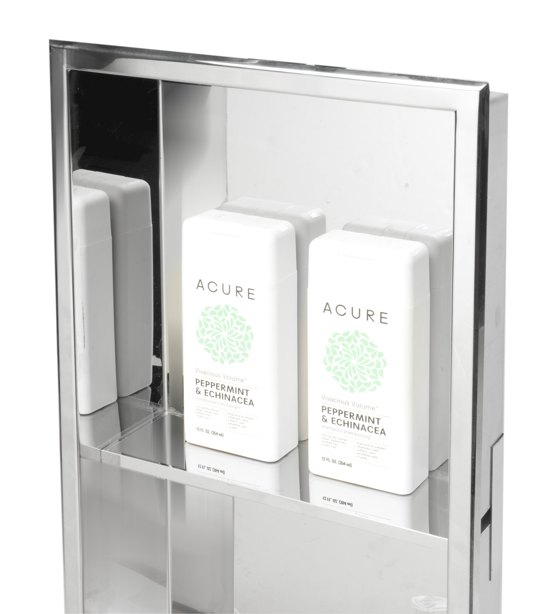 Alternate Image for ALFI brand ABN1224-PSS 12 x 24 Polished Stainless Steel Vertical Double Shelf Bath Shower Niche, 20 Gauge