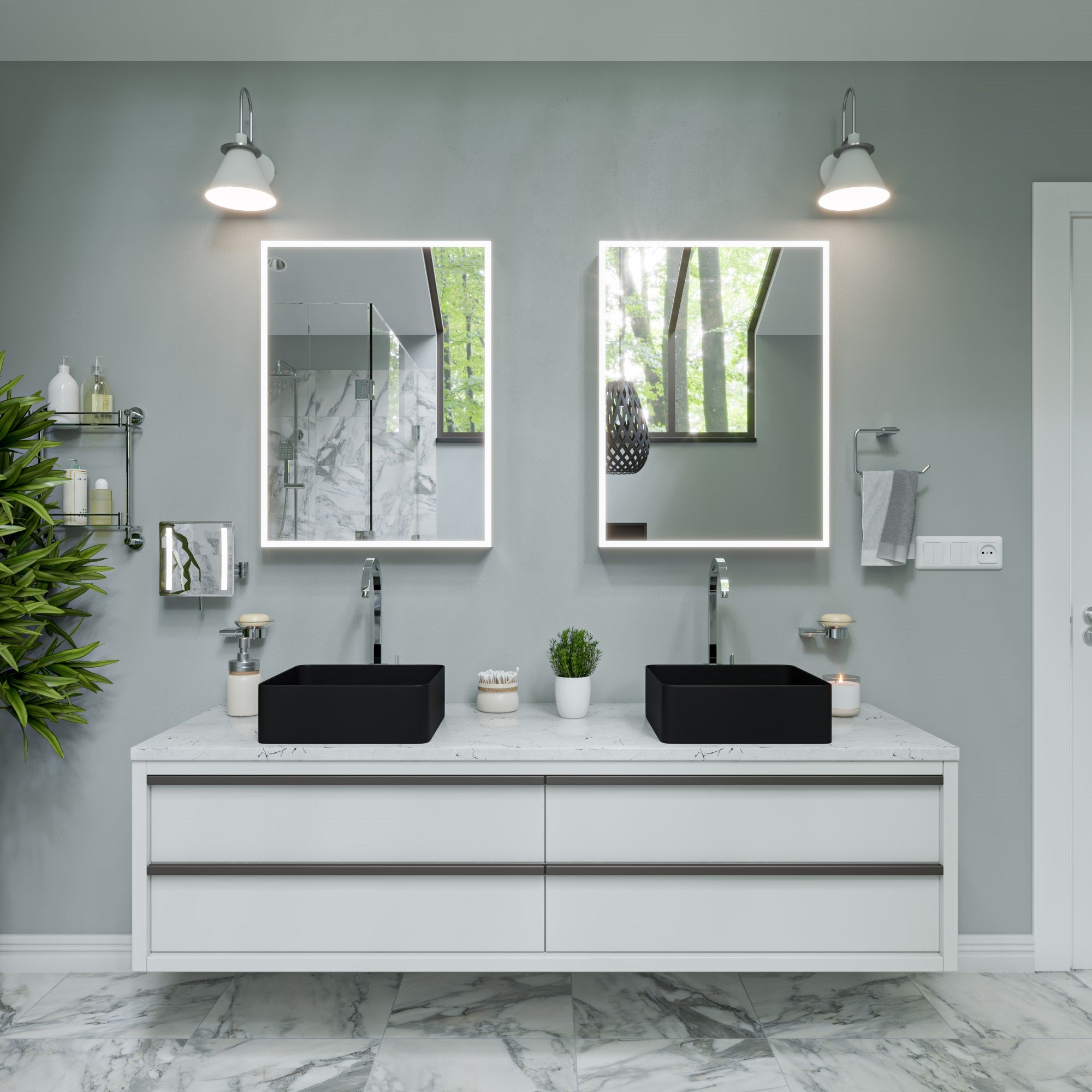 Alternate Image for ALFI brand 15.13" x 15.13" Square Above Mount Porcelain Bathroom Sink, Black Matte, No Faucet Hole, ABC903-BM