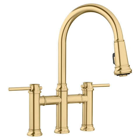 Blanco Empressa Pull-Down Dual-Spray Bridge Faucet, Satin Gold, 1.5 GPM, Brass, 442981