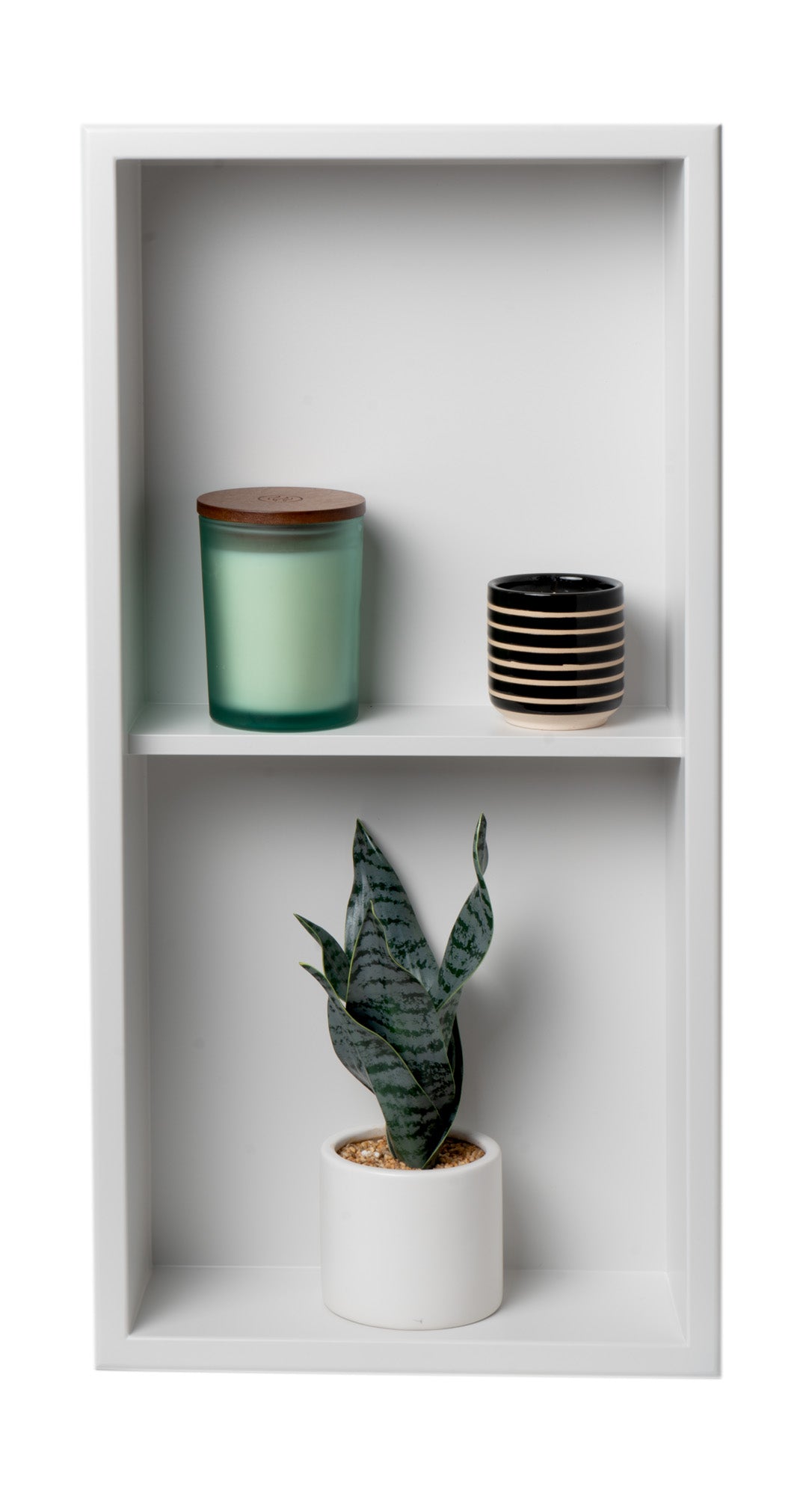 Alternate Image for ALFI brand ABNC1224-W 12 x 24 White Matte Stainless Steel Vertical Double Shelf Bath Shower Niche, 20 Gauge