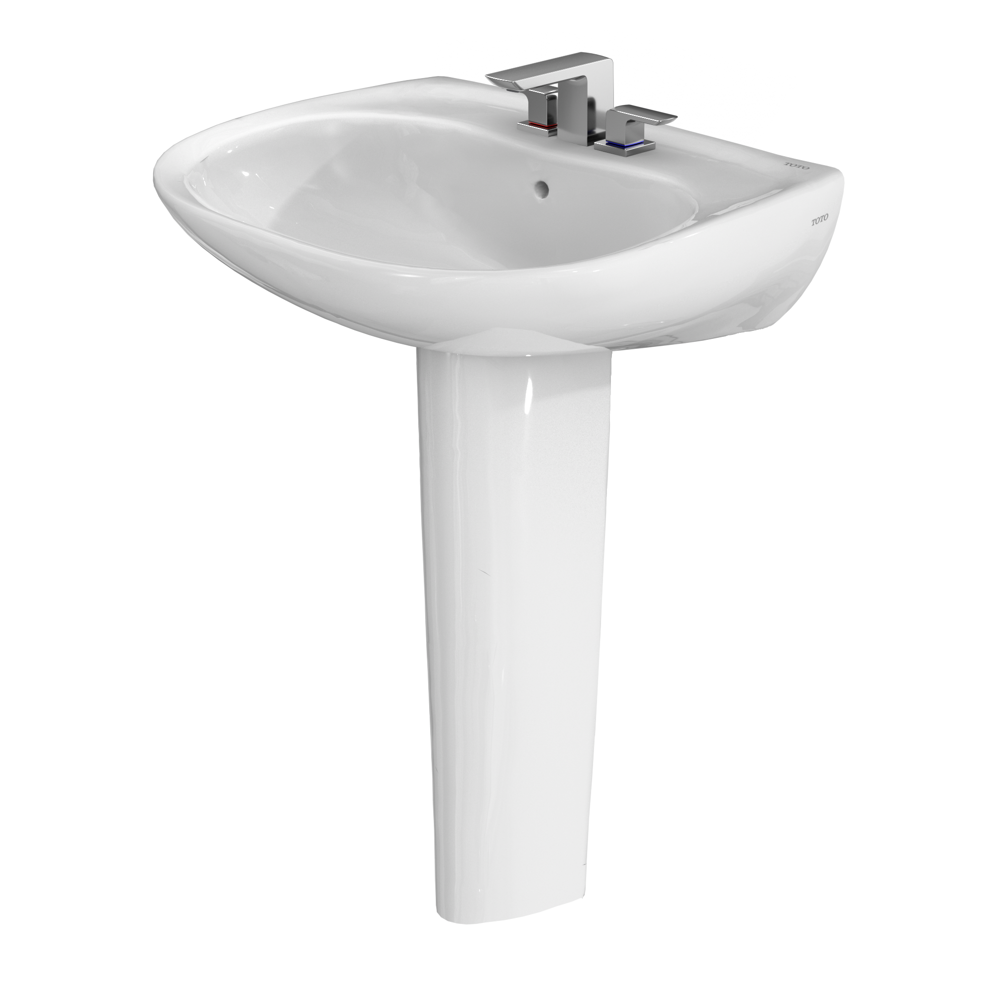 Alternate Image for TOTO Prominence Oval Basin Pedestal Bathroom Sink with CEFIONTECT for 4 inch Center Faucets, Cotton White, Vitreous China, LPT242.4G#01