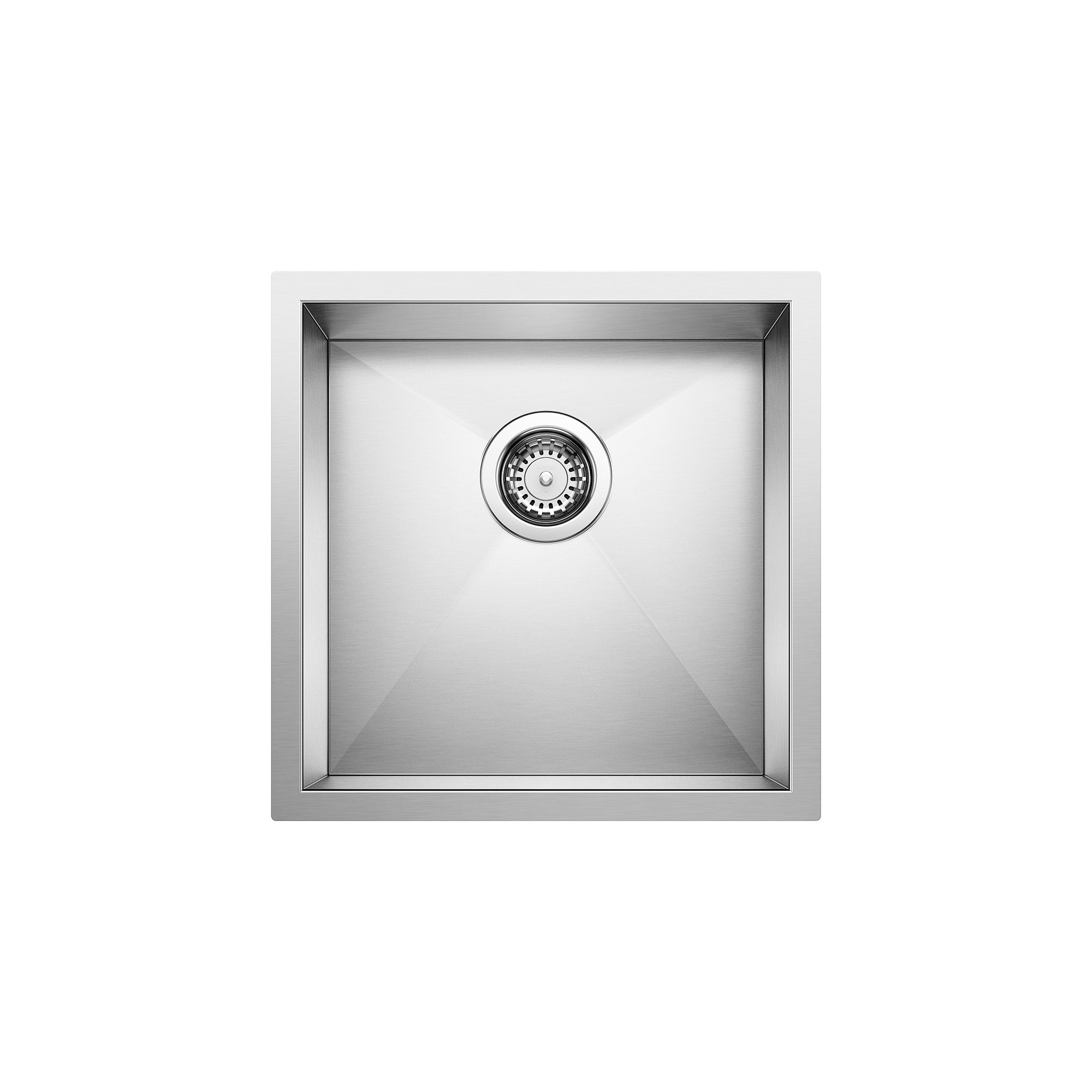 Blanco Quatrus 17" Square Stainless Steel Bar/Prep Sink, Satin Polish, 18 Gauge, No Faucet Hole, 443049