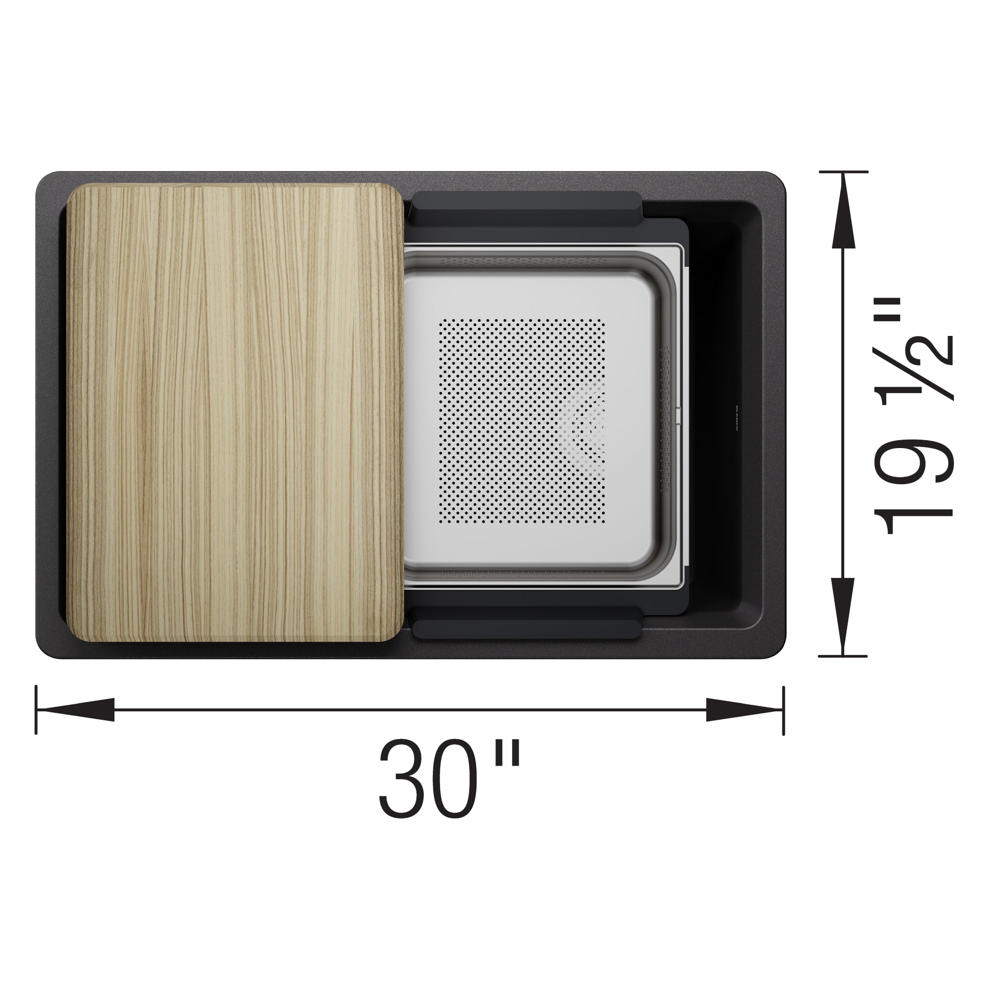Alternate Image for Blanco Inteos 30" Undermount Silgranit Workstation Kitchen Sink, Anthracite, No Faucet Hole, 443304