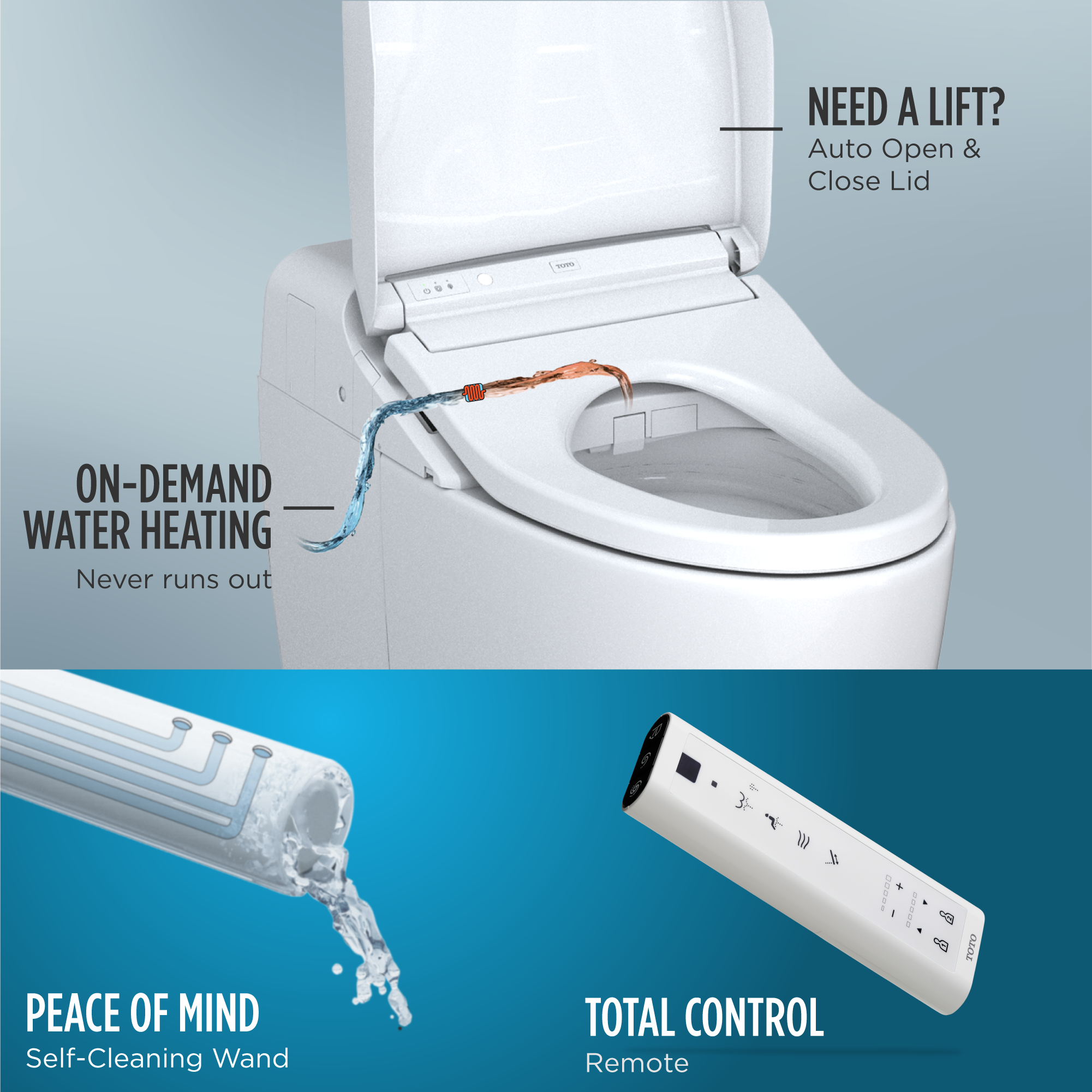 Alternate Image for TOTO WASHLET G450 1.0 or 0.8 GPF Smart Toilet with Integrated Bidet Seat and CEFIONTECT, Cotton White, Vitreous China|Plastic, MS922CUMFG#01