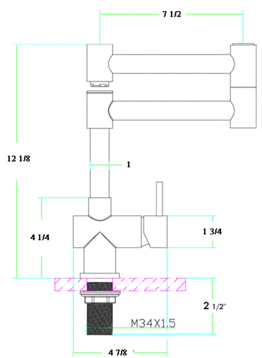 Alternate Image for ALFI Solid Polished Stainless Steel Retractable Single Hole Kitchen Faucet, AB2038-PSS