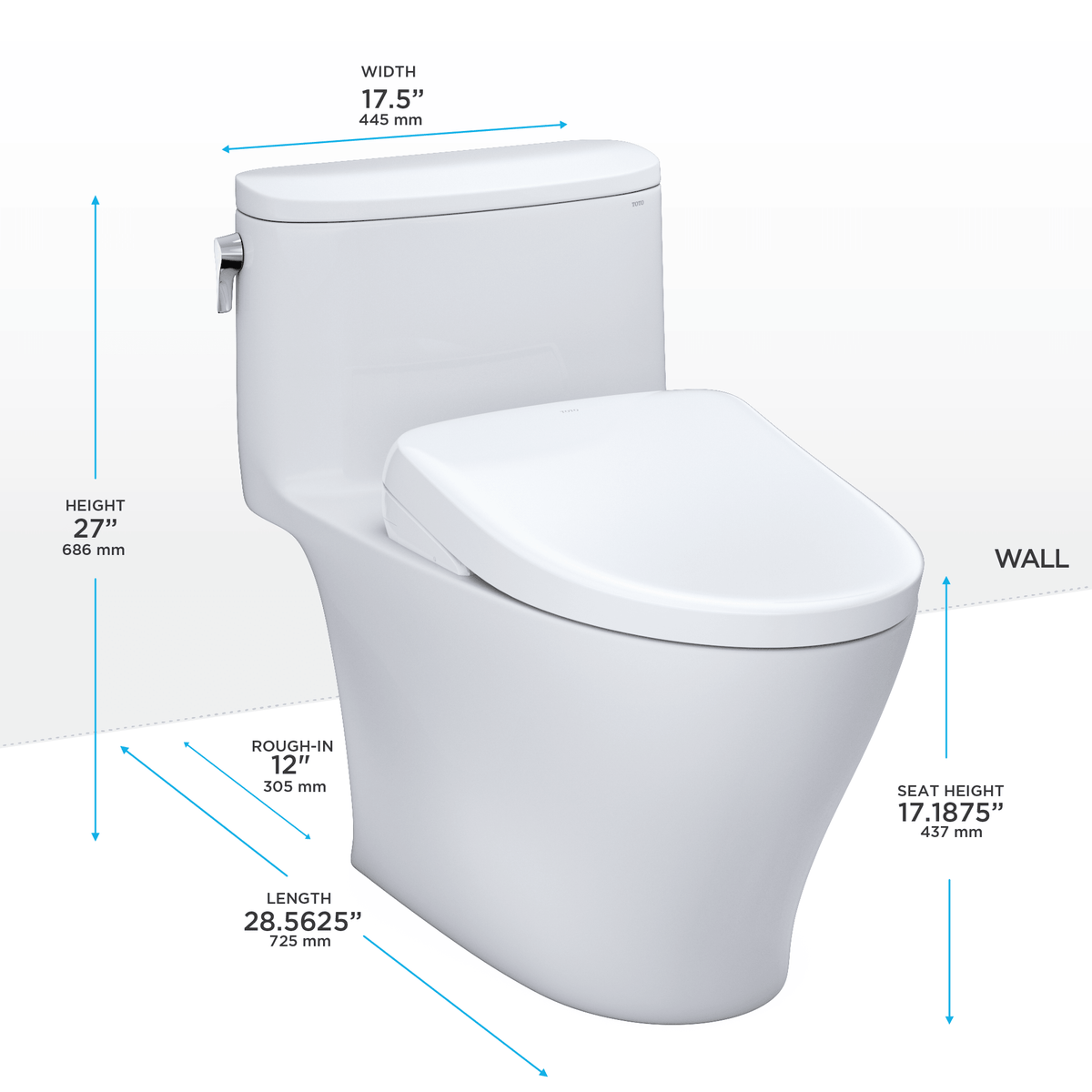 Alternate Image for TOTO WASHLET+ Nexus One-Piece Elongated 1.28 GPF Toilet with S7A Contemporary Bidet Seat, Cotton White, Vitreous China|Plastic, MW6424736CEFG#01