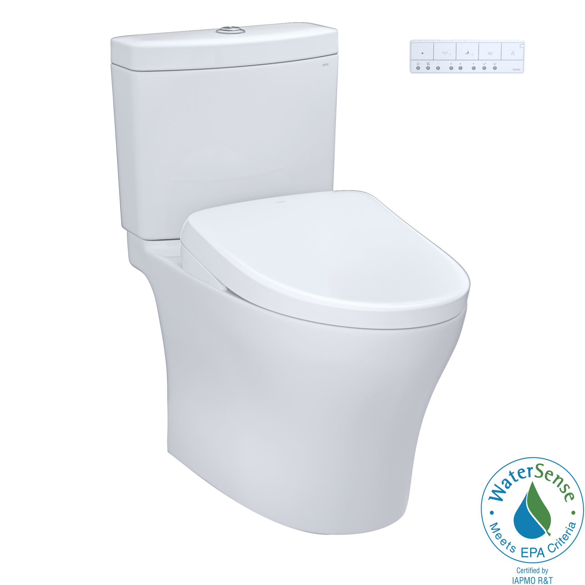 TOTO WASHLET+ Aquia IV Two-Piece Elongated Dual Flush 1.28 and 0.9 GPF Toilet with Auto Flush S7 Contemporary Bidet Seat, Cotton White, Vitreous China|Plastic, MW4464726CEMFGNA#01
