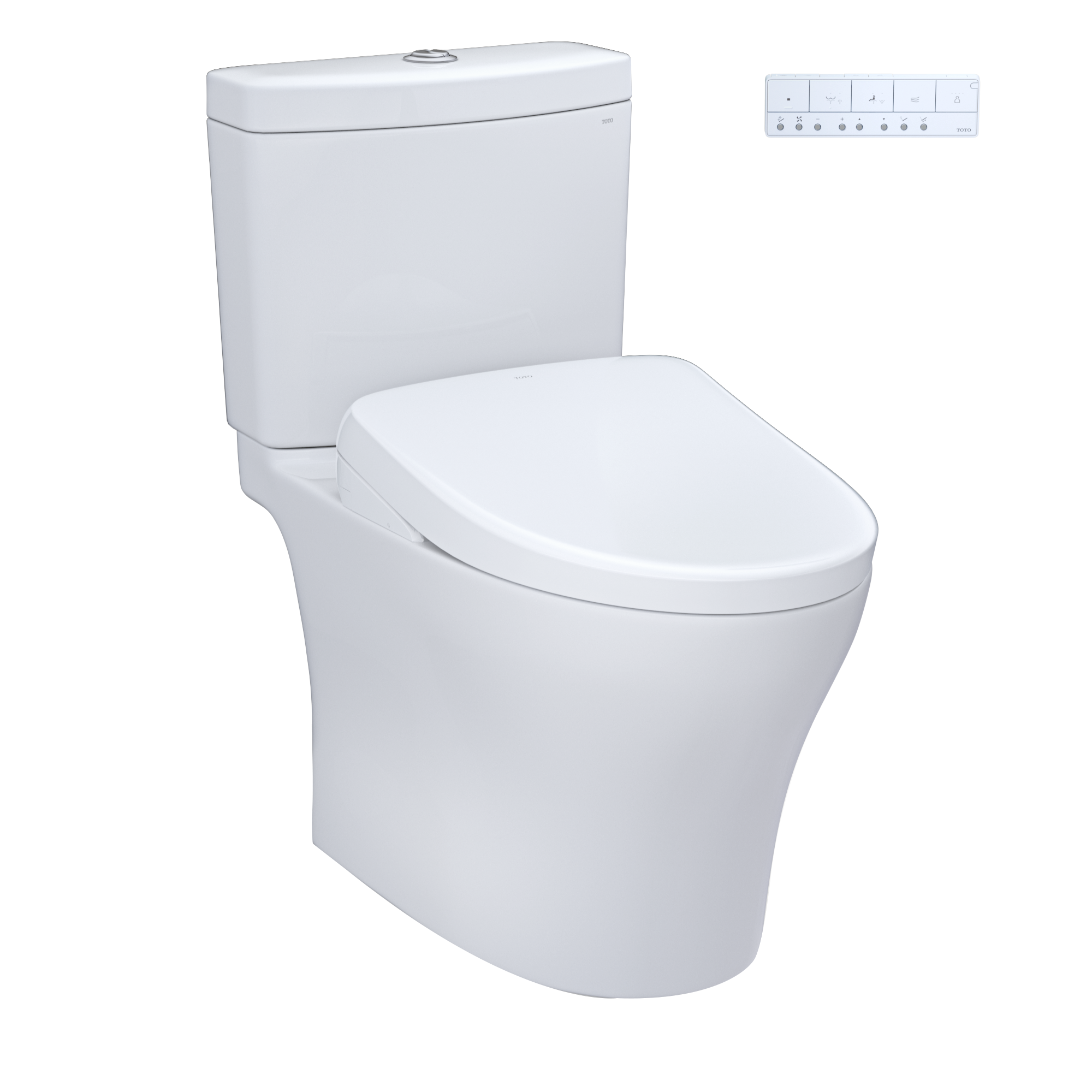 TOTO WASHLET+ Aquia IV Two-Piece Elongated Dual Flush 1.28 and 0.9 GPF Toilet with Auto Flush S7A Contemporary Bidet Seat, Cotton White, Vitreous China|Plastic, MW4464736CEMFGNA#01