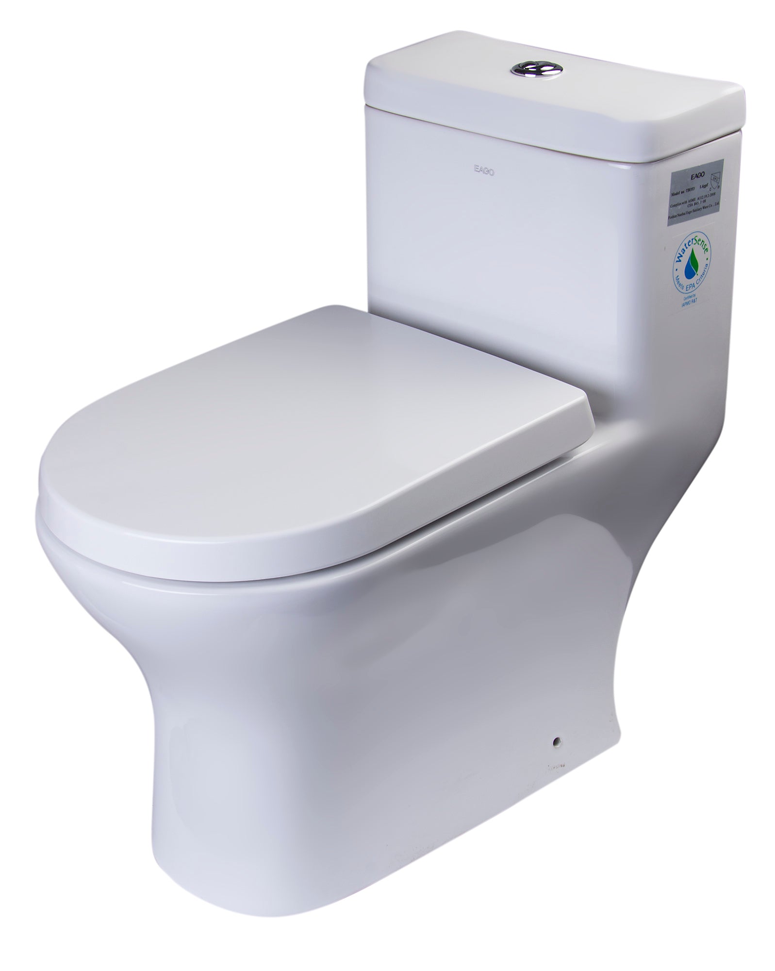 Alternate Image for EAGO Porcelain, White, TB353 Dual Flush One Piece Eco-Friendly High-Efficiency Low Flush Ceramic Toilet