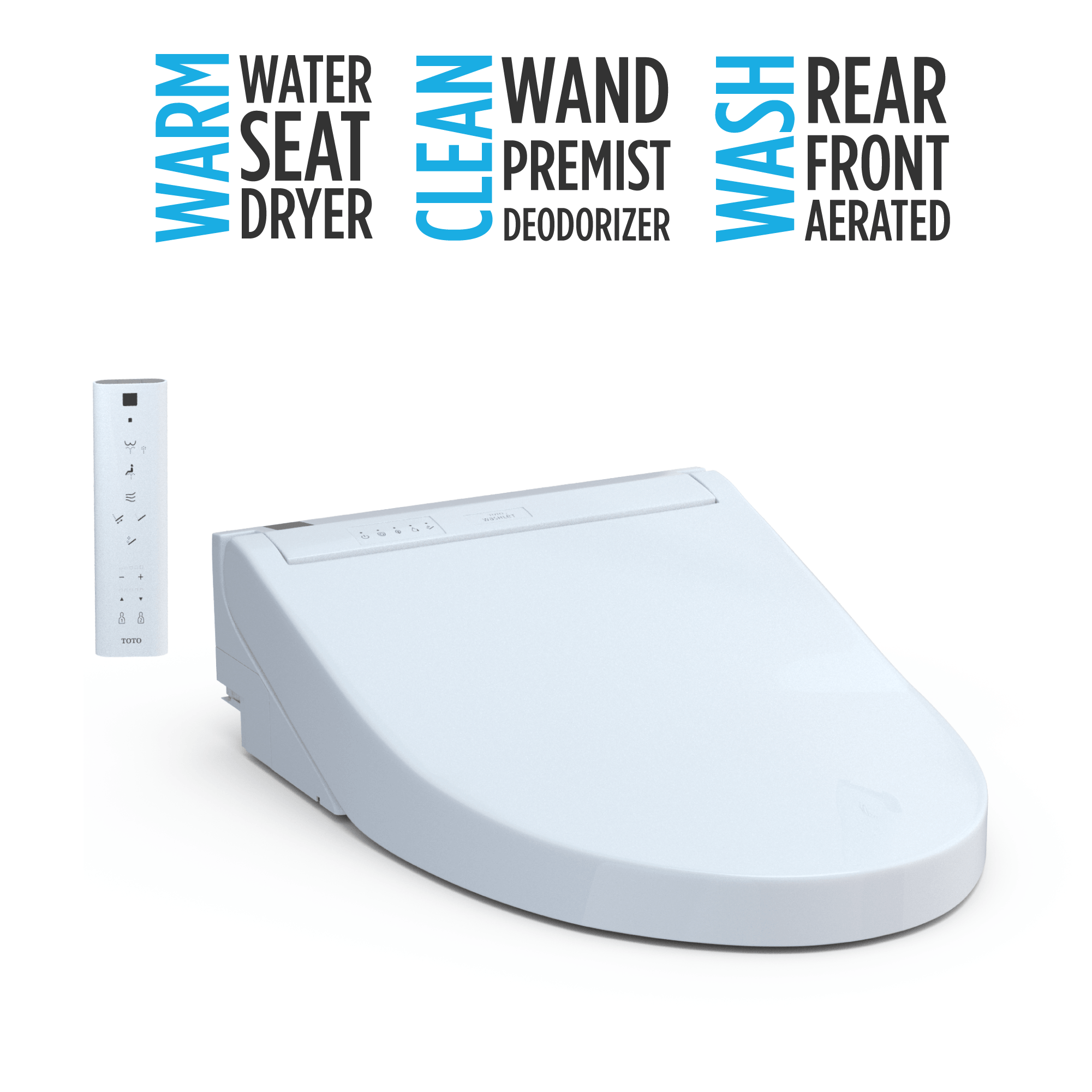 Alternate Image for TOTO WASHLET C5 Electronic Bidet Toilet Seat with PREMIST and EWATER+ Wand Cleaning, Elongated, Cotton White, Plastic, SW3084#01