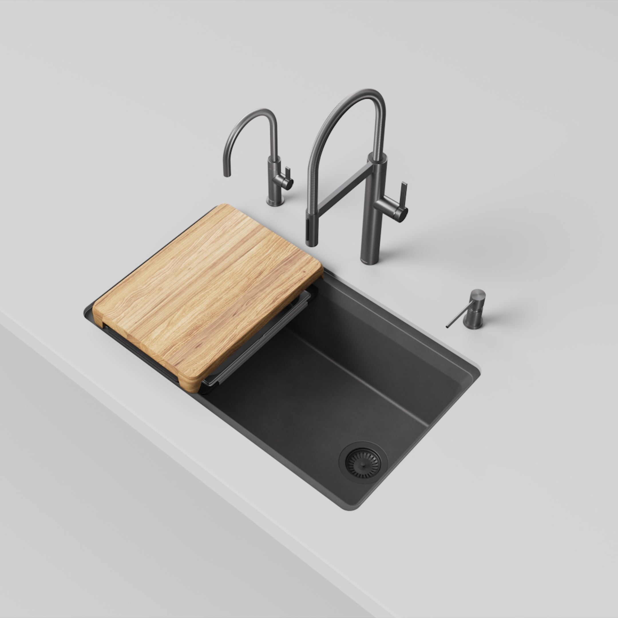 Alternate Image for Blanco Inteos 33" Undermount Silgranit Workstation Kitchen Sink, Anthracite, No Faucet Hole, 443312