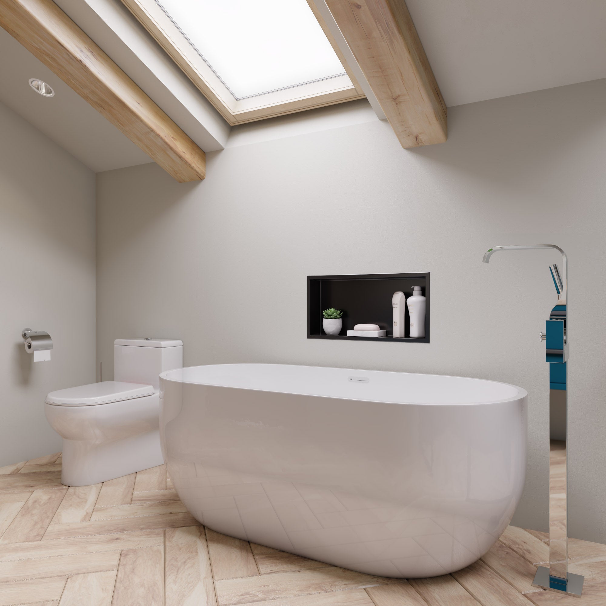 Alternate Image for ALFI brand 59" Acrylic Free Standing Oval Soaking Bathtub, White, AB8838