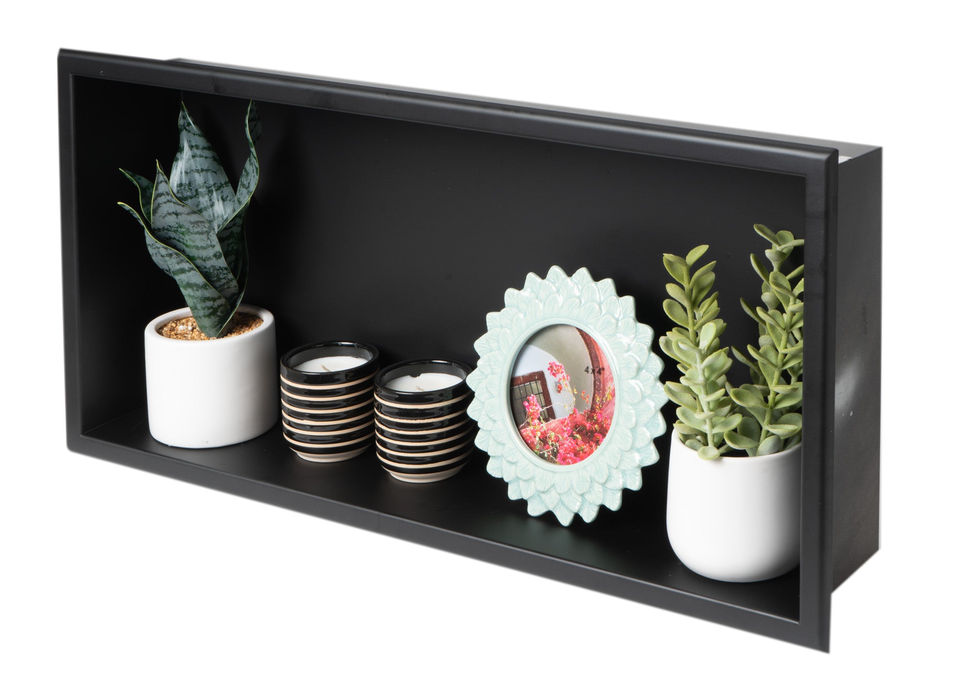 Alternate Image for ALFI brand ABNC2412-BLA 24 x 12 Black Matte Stainless Steel Horizontal Single Shelf Bath Shower Niche, 20 Gauge