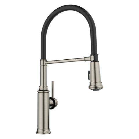 Blanco Empressa Semi-Pro Pull-Down Dual-Spray Kitchen Faucet, Satin Platinum, 1.5 GPM, Brass, 443246