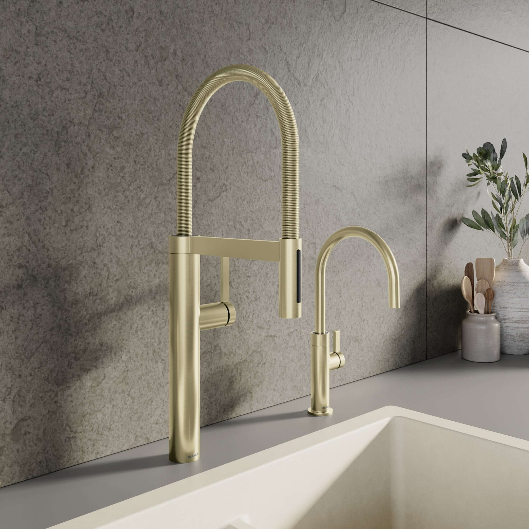 Alternate Image for Blanco Culina II Semi-Pro Pull-Down Dual-Spray Kitchen Faucet, Satin Gold, 1.5 GPM, Brass, 527476