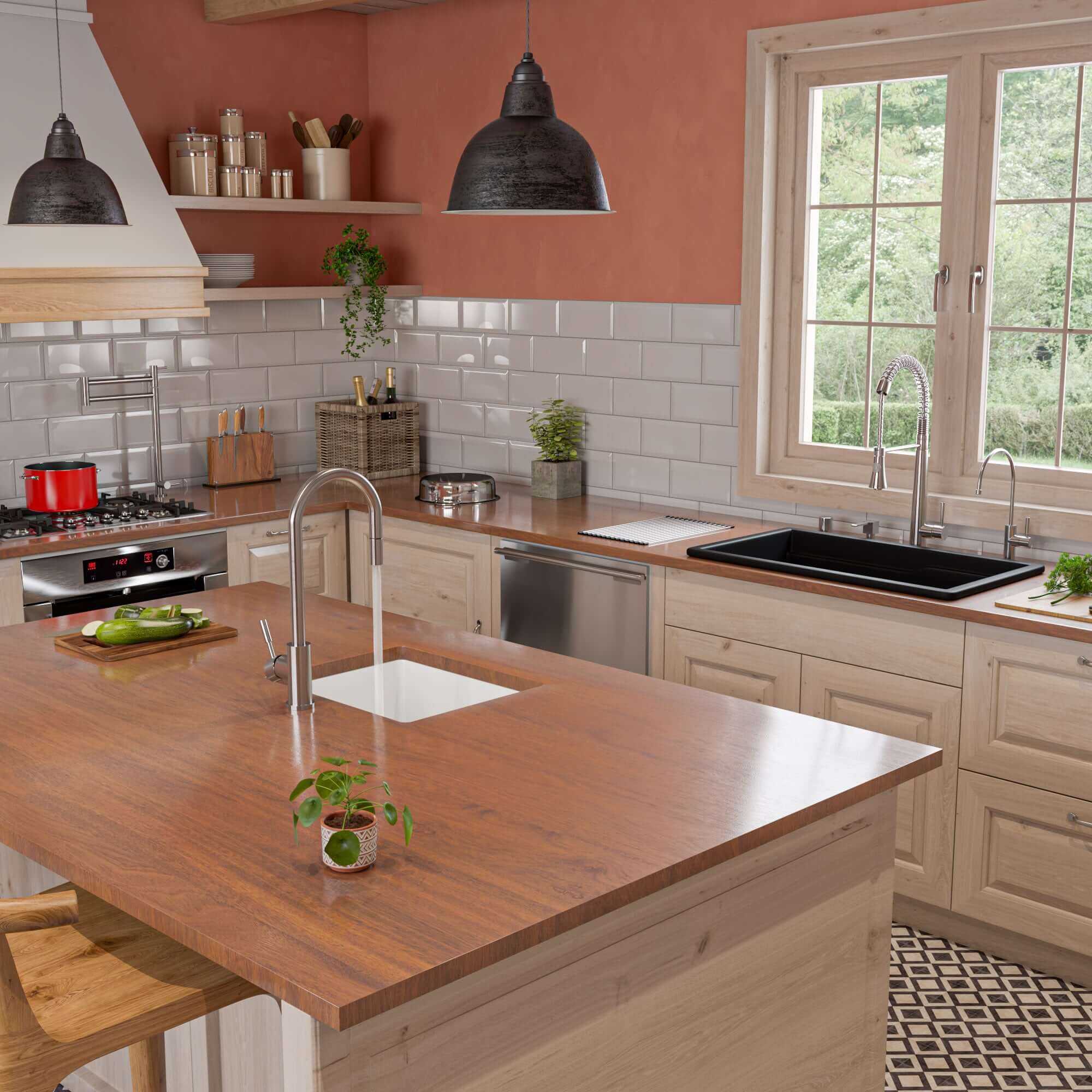 ALFI brand 32 fireclay workstation farmhouse step rim sink black matte product image