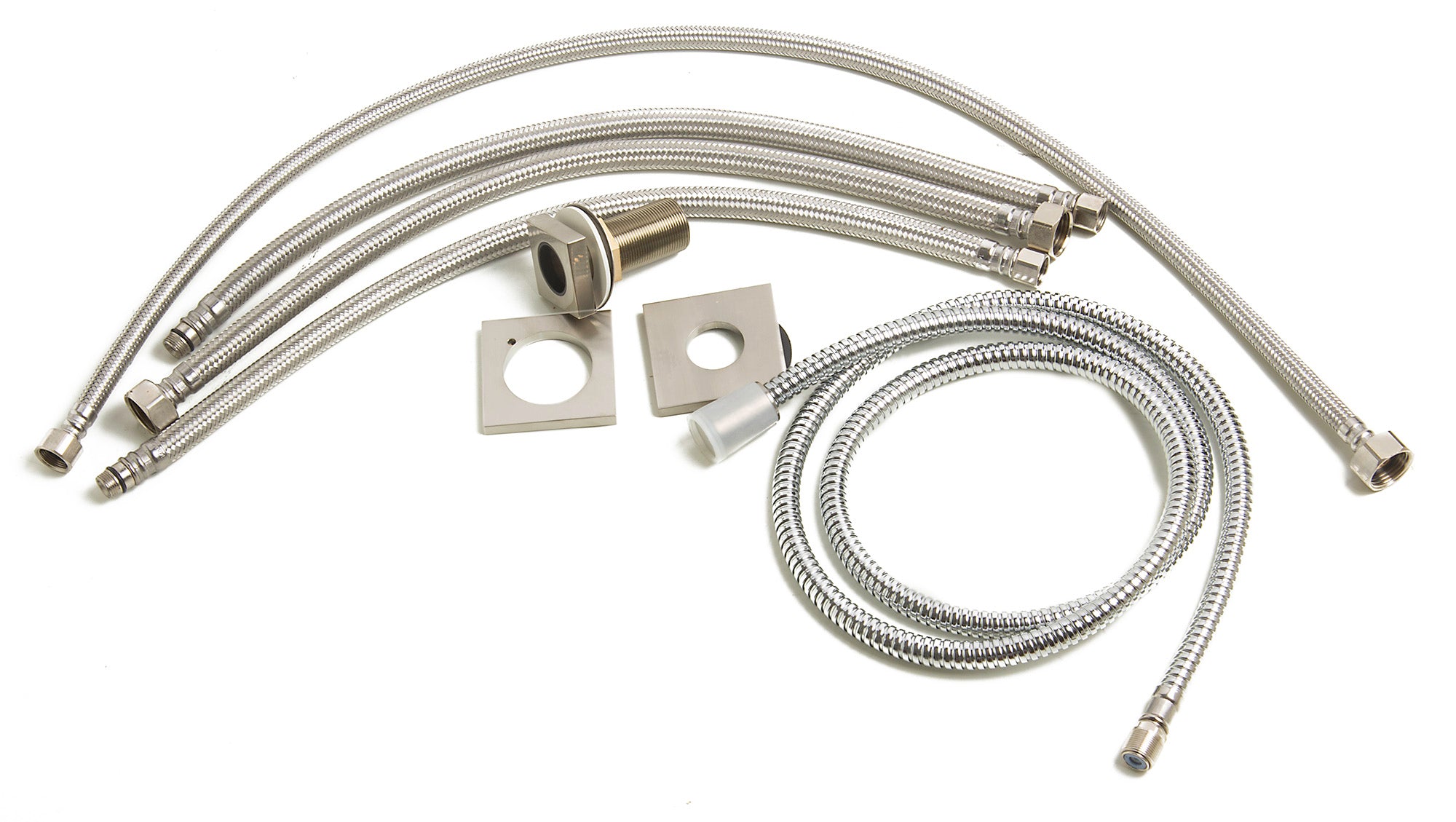 Alternate Image for ALFI brand Brass, AB2703-BN Brushed Nickel Deck Mounted Tub Filler and Round Hand Held Shower Head