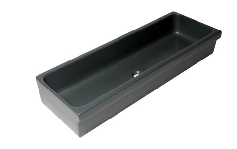 ALFI brand 47.4" x 17.75" Rectangle Above Mount or Semi Recessed Fireclay Bathroom Sink, Black Matte, No Faucet Hole, AB48TRBM