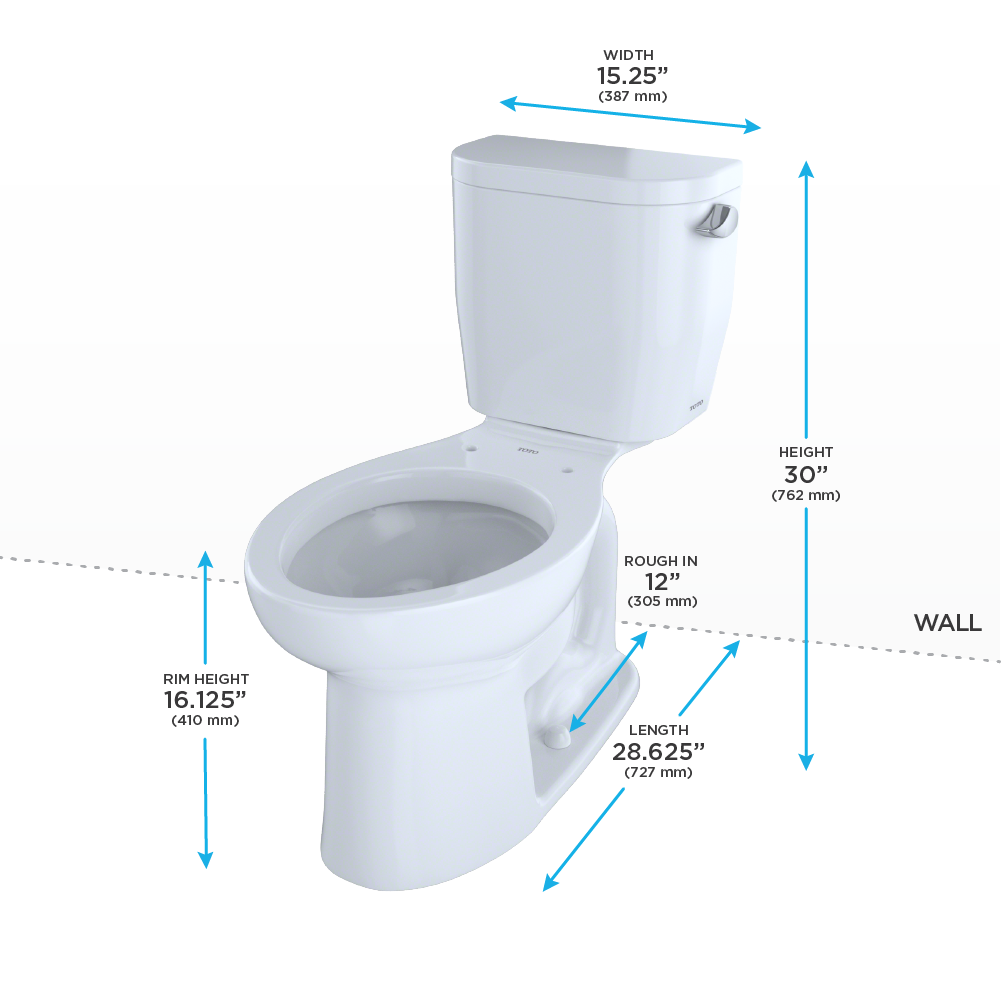TOTO Entrada Two-Piece Elongated 1.28 GPF Universal Height Toilet with Right-Hand Trip Lever, Cotton White, Vitreous China, CST244EFR#01