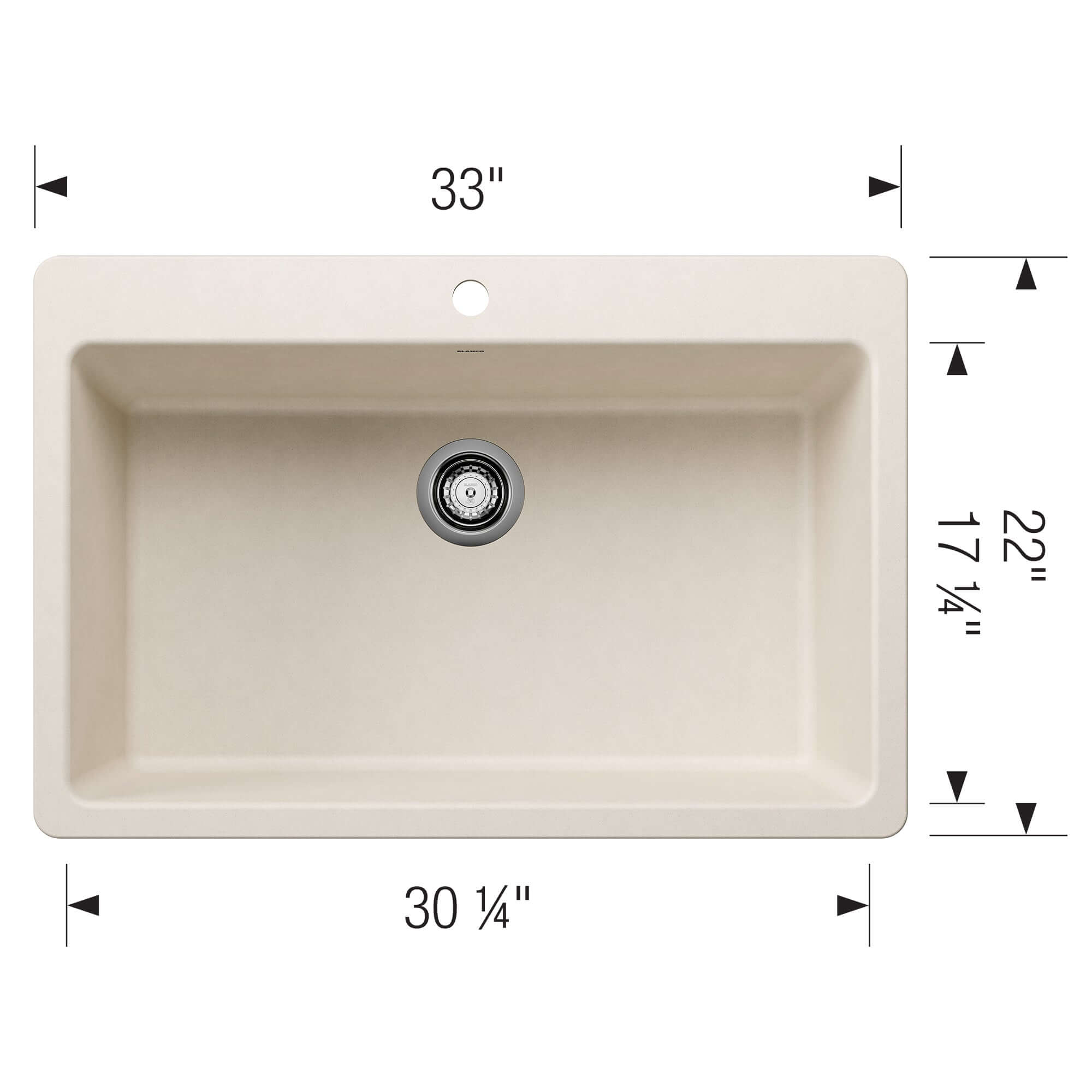 Alternate Image for Blanco Liven 33" Dual Mount Silgranit Kitchen Sink, Soft White, 1 Faucet Hole, 443201