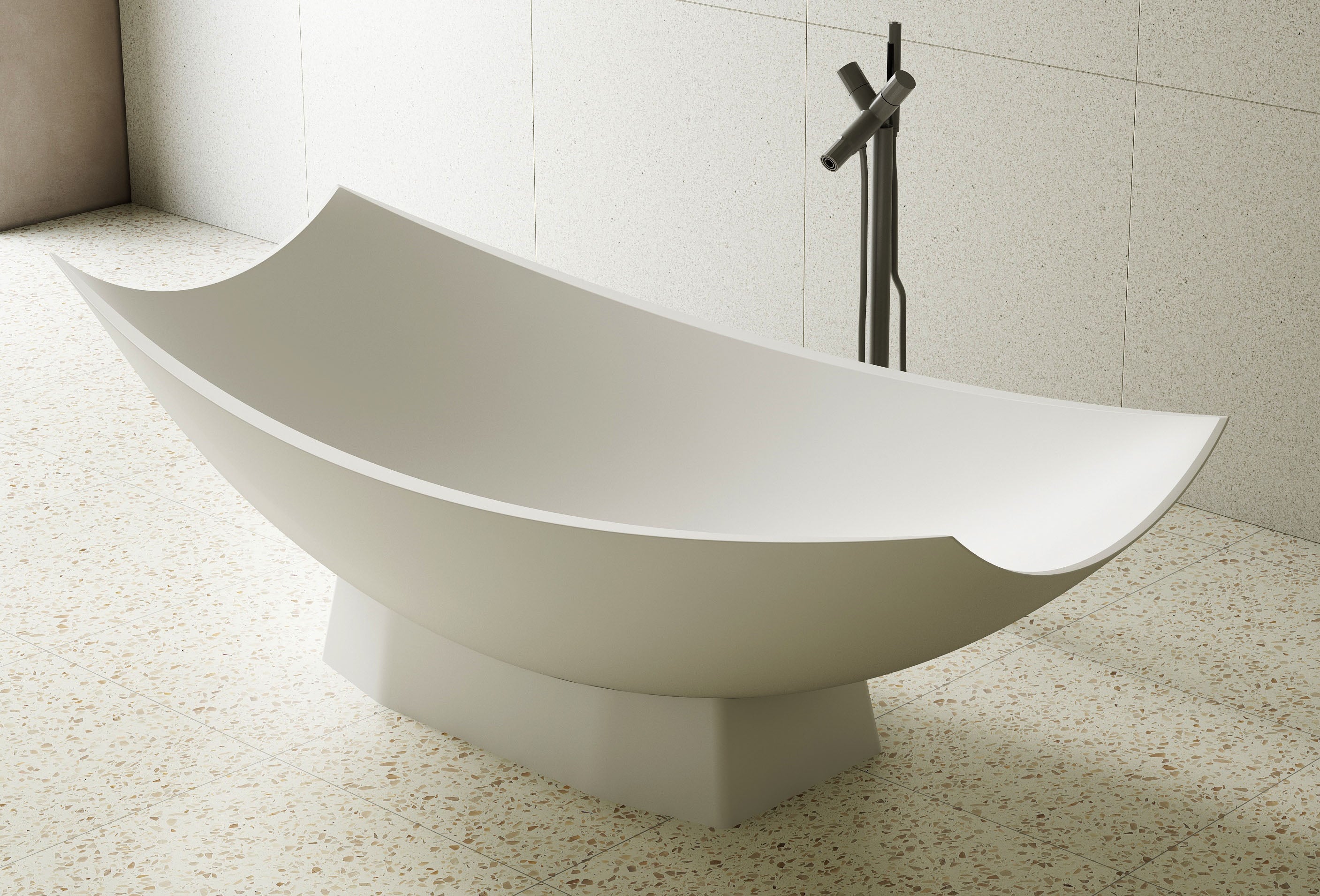 ALFI brand 71" Solid Surface Resin Free Standing Oval Bathtub, Hammock Style, White Matte, AB9992