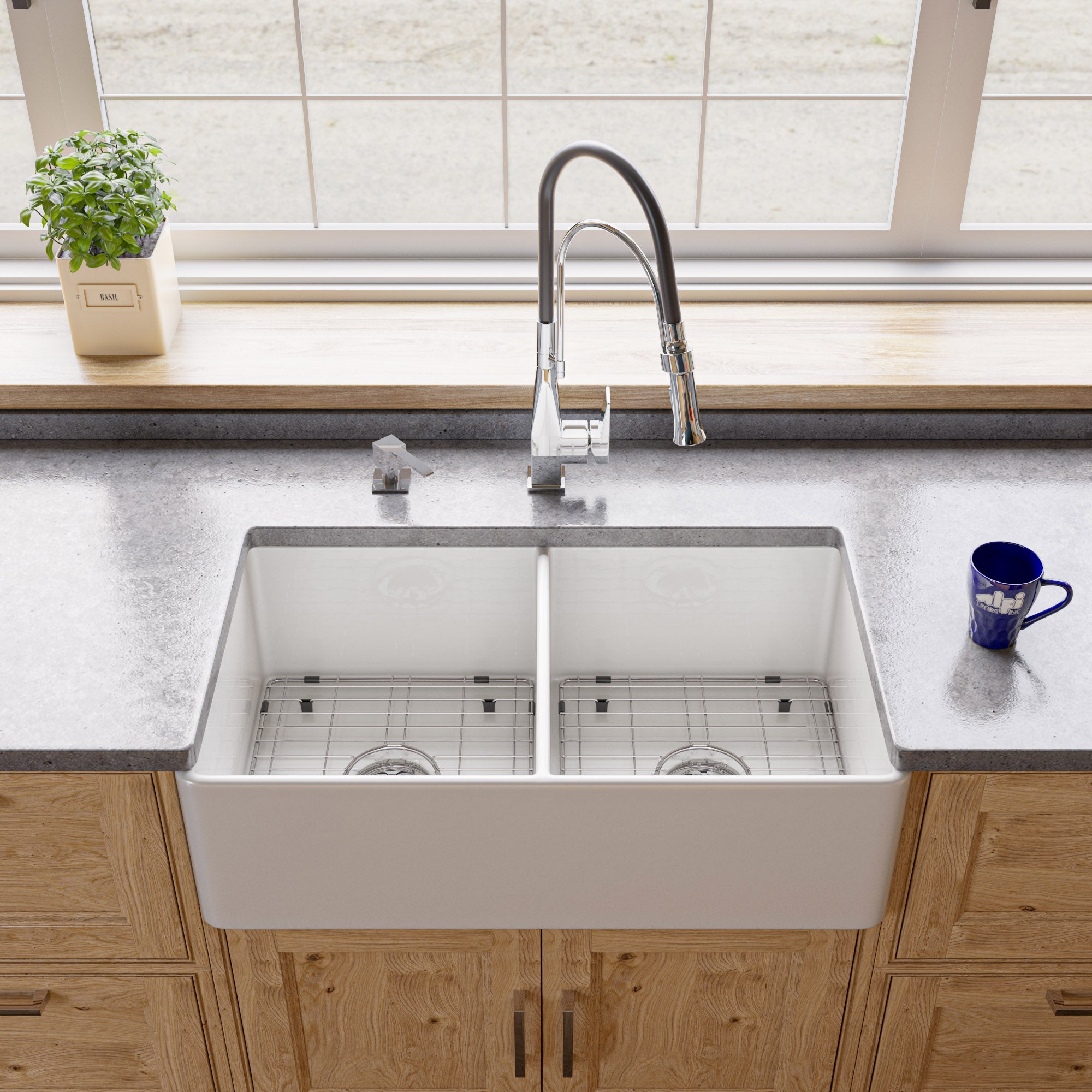 Alternate Image for ALFI brand 1.8 GPM Lever Gooseneck Spout Touch Kitchen Faucet, Modern, Gray, Polished Chrome, ABKF3023-PC